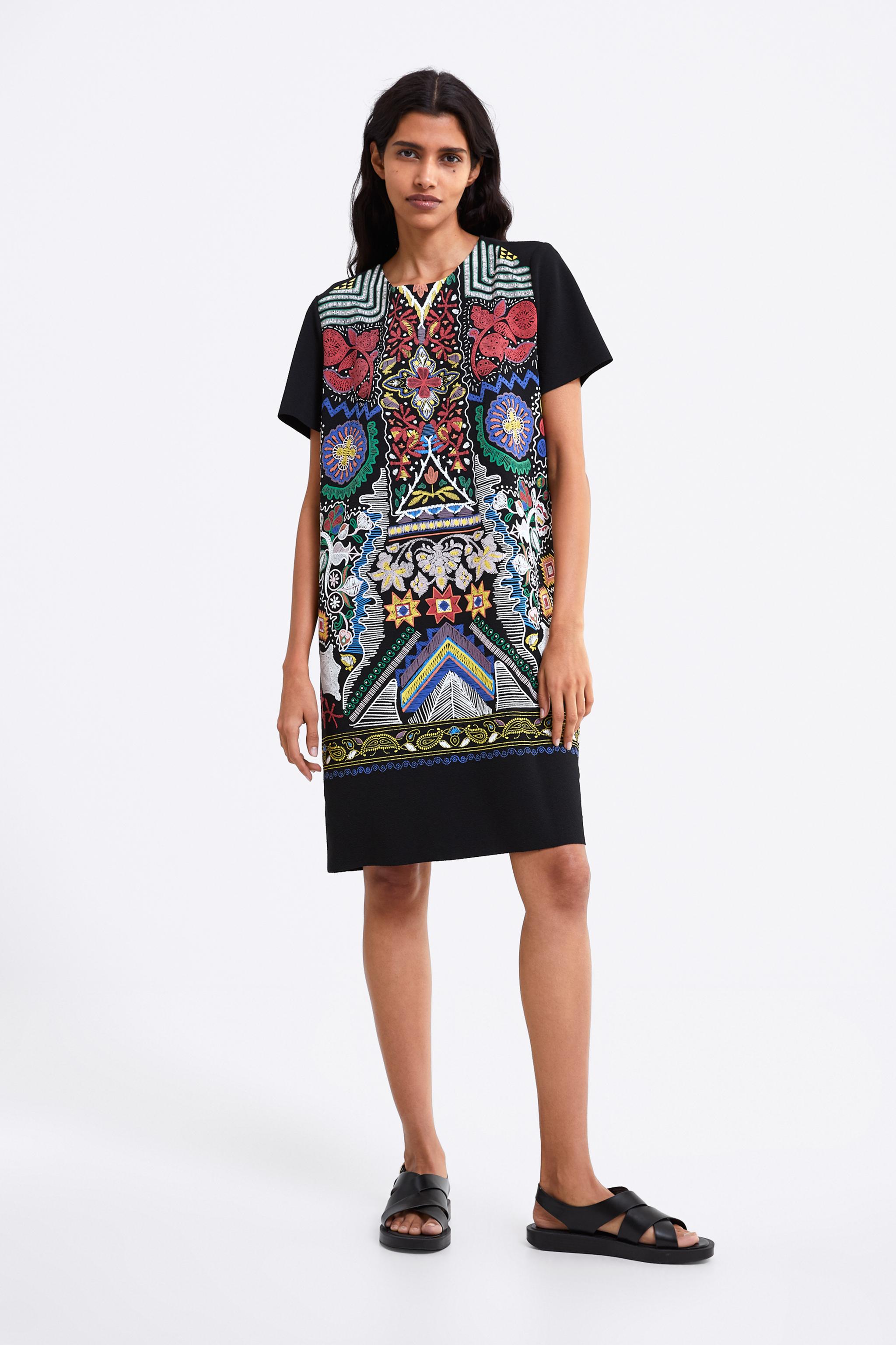 Zara TEXTURED PRINT DRESS