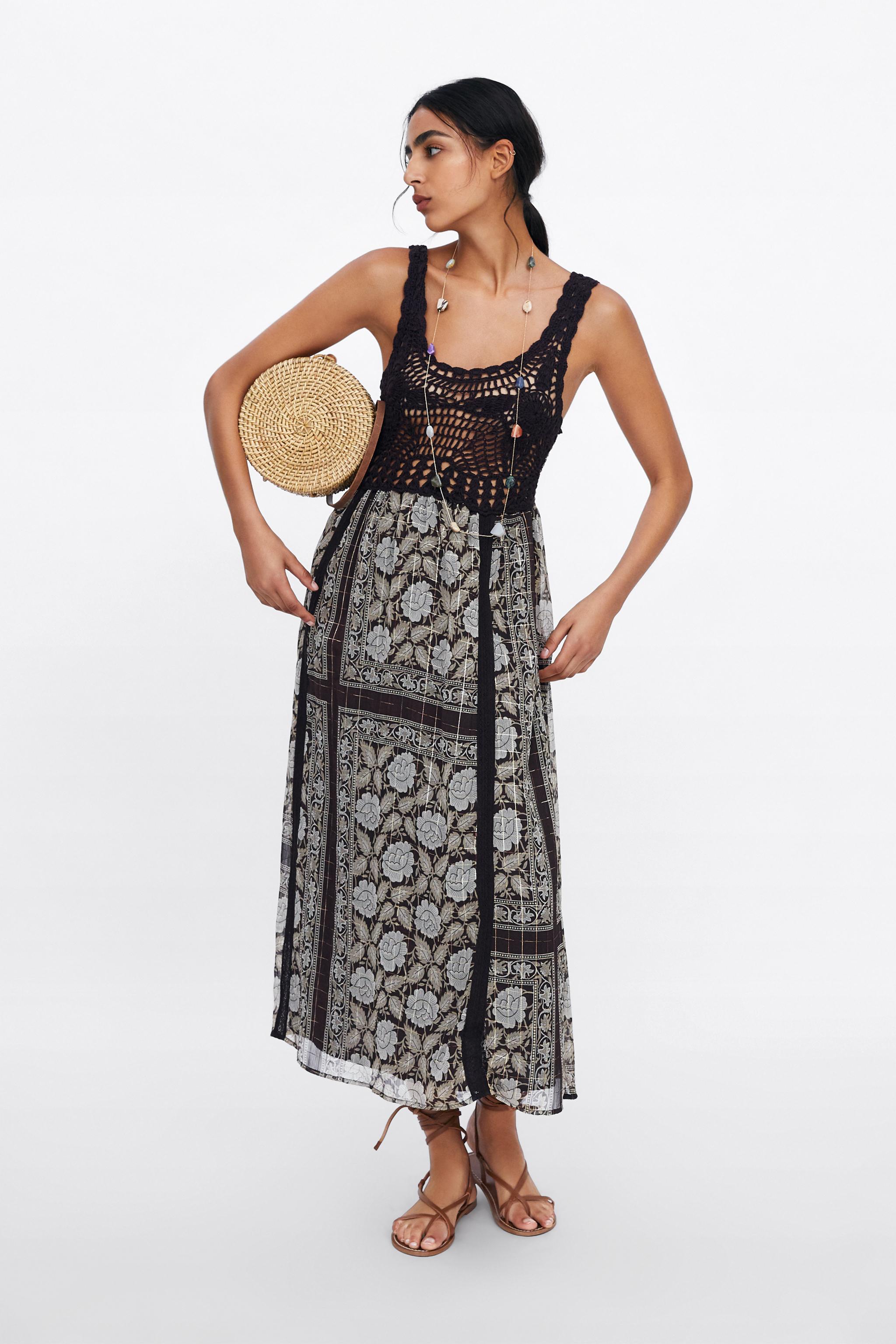 Zara METALLIC THREAD PRINTED DRESS