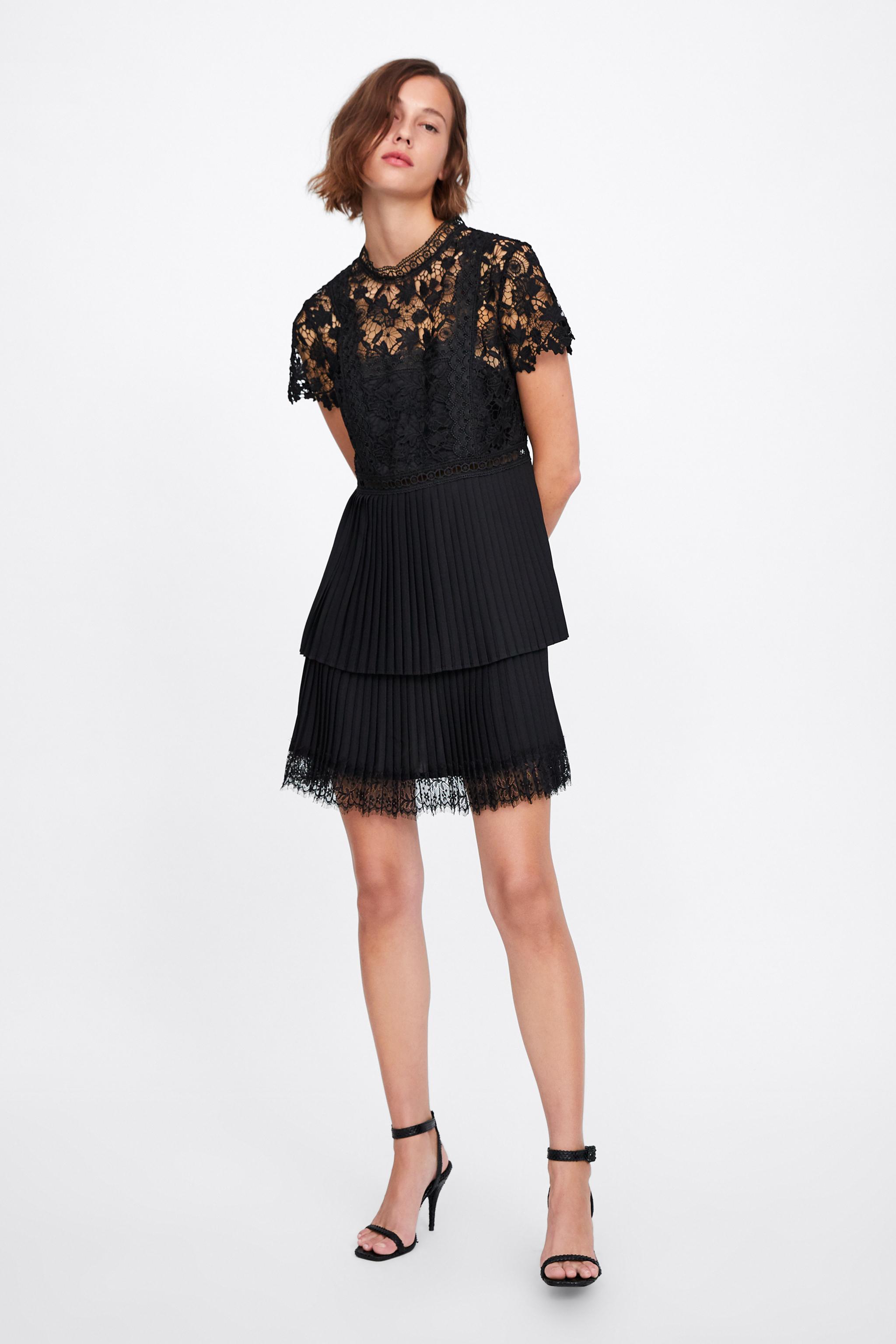 Zara CONTRASTING LACE DRESS