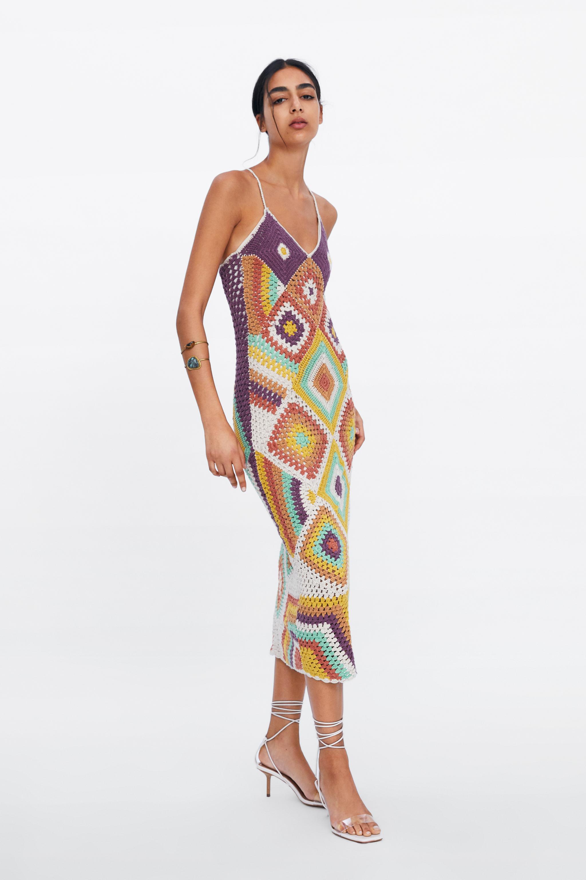 Zara COLORFUL CROCHETED DRESS