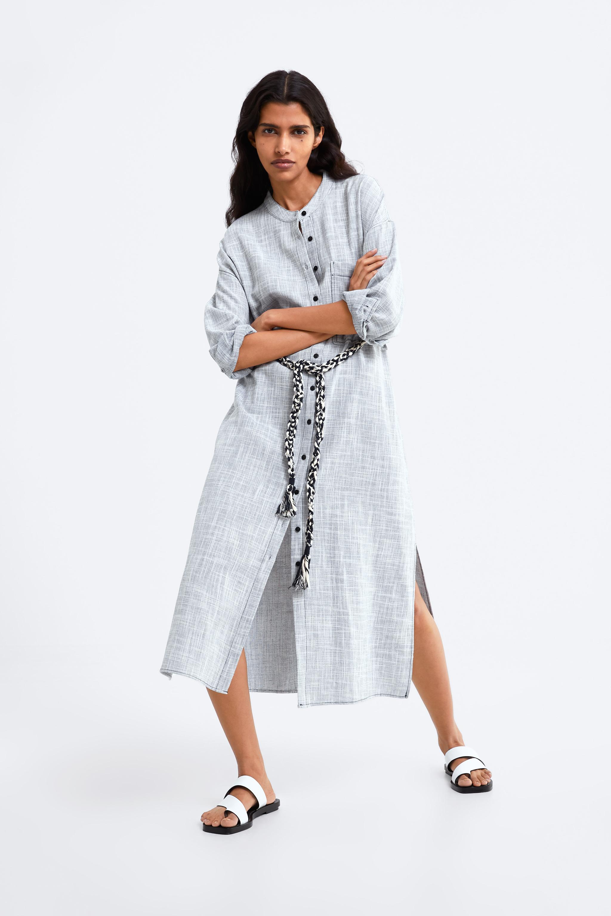 Zara DRESS WITH CONTRASTING BELT