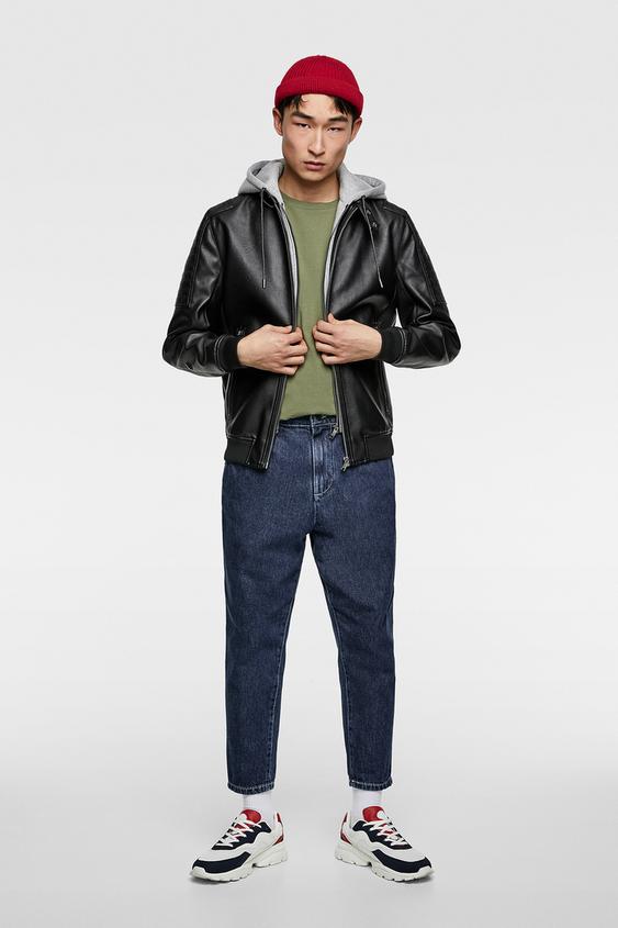 Contrasting Faux Leather Jacket