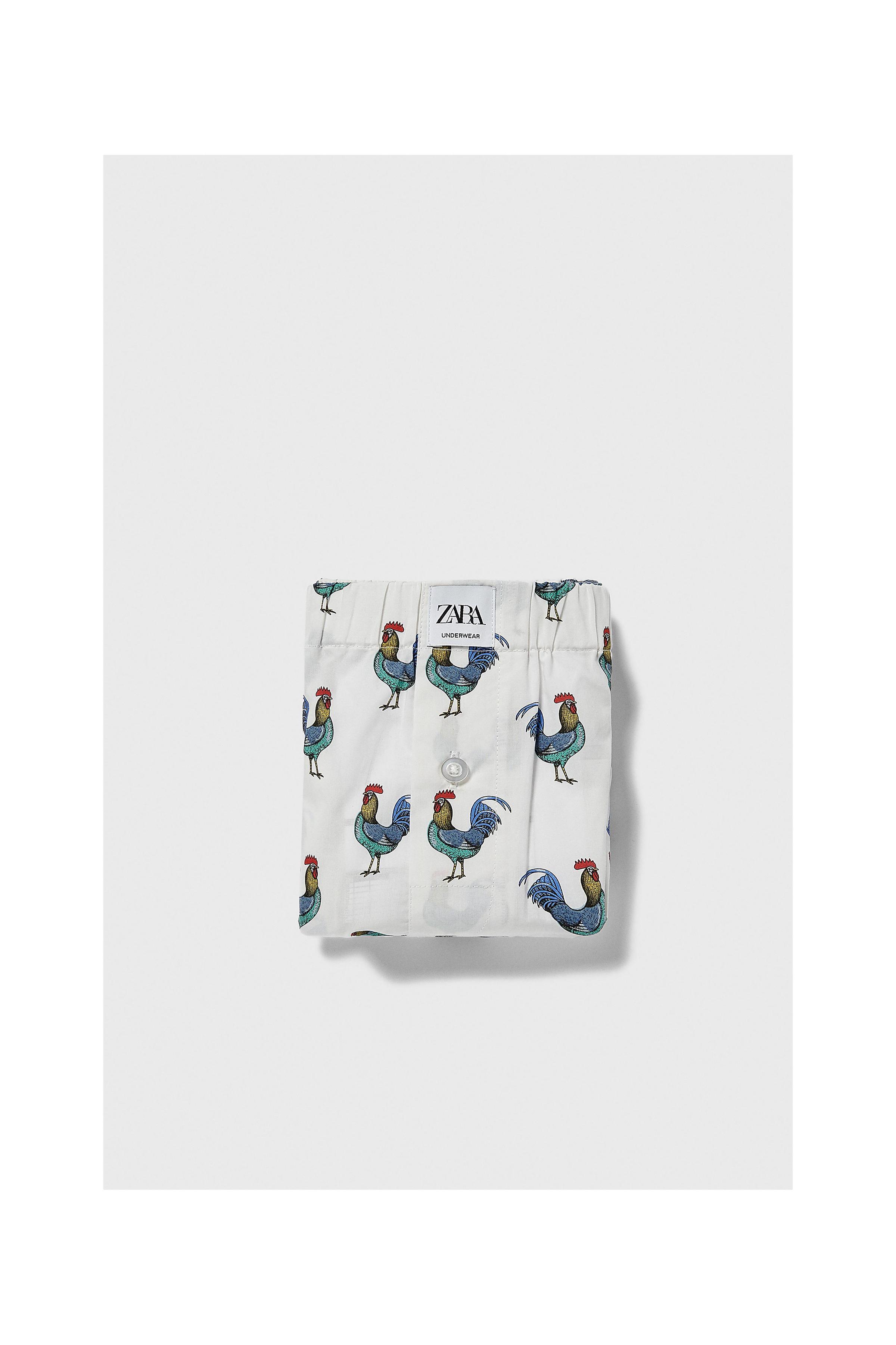 Zara ROOSTER PRINT POPLIN BOXERS