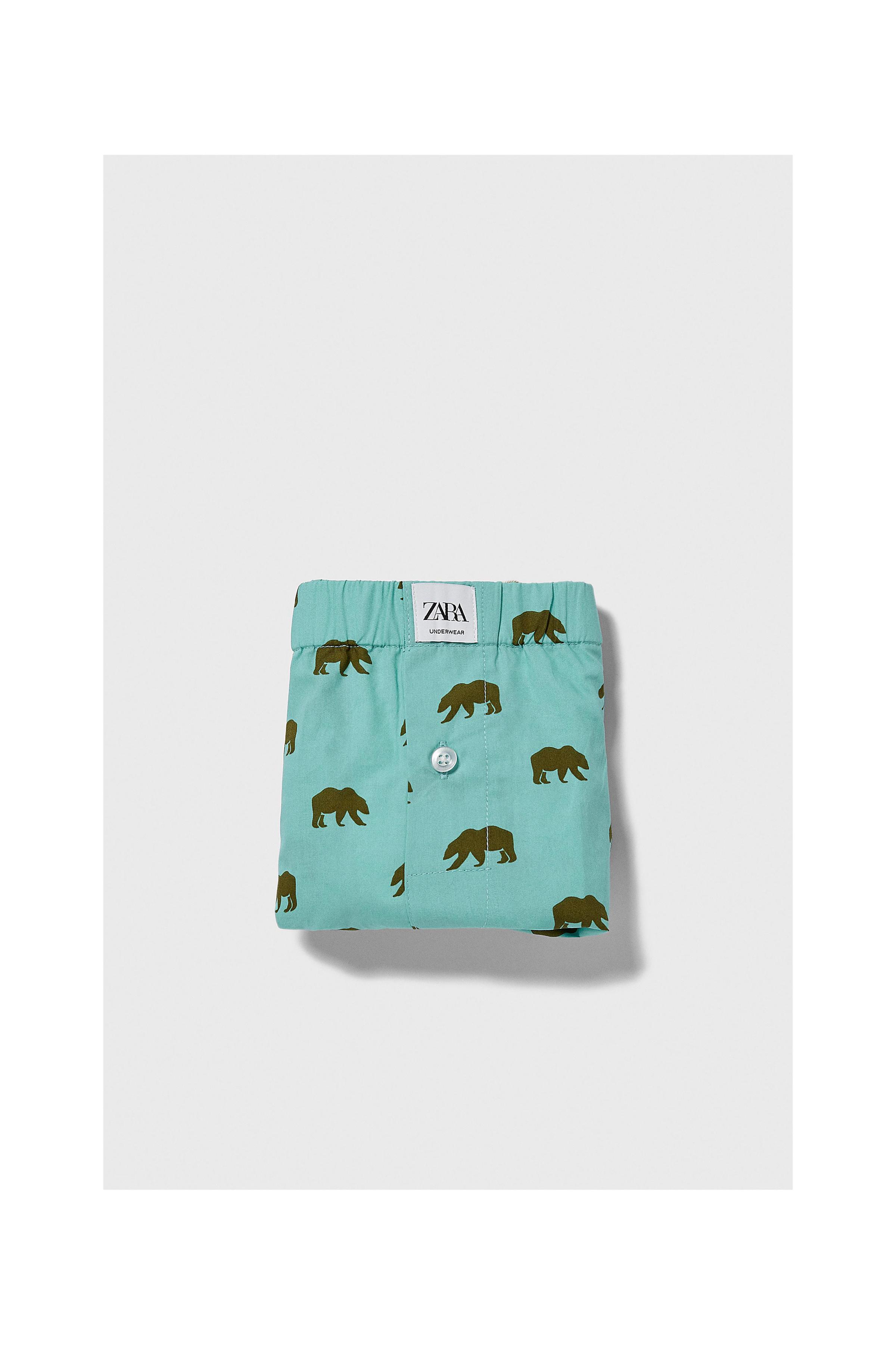 Zara BEAR PRINT POPLIN BOXERS