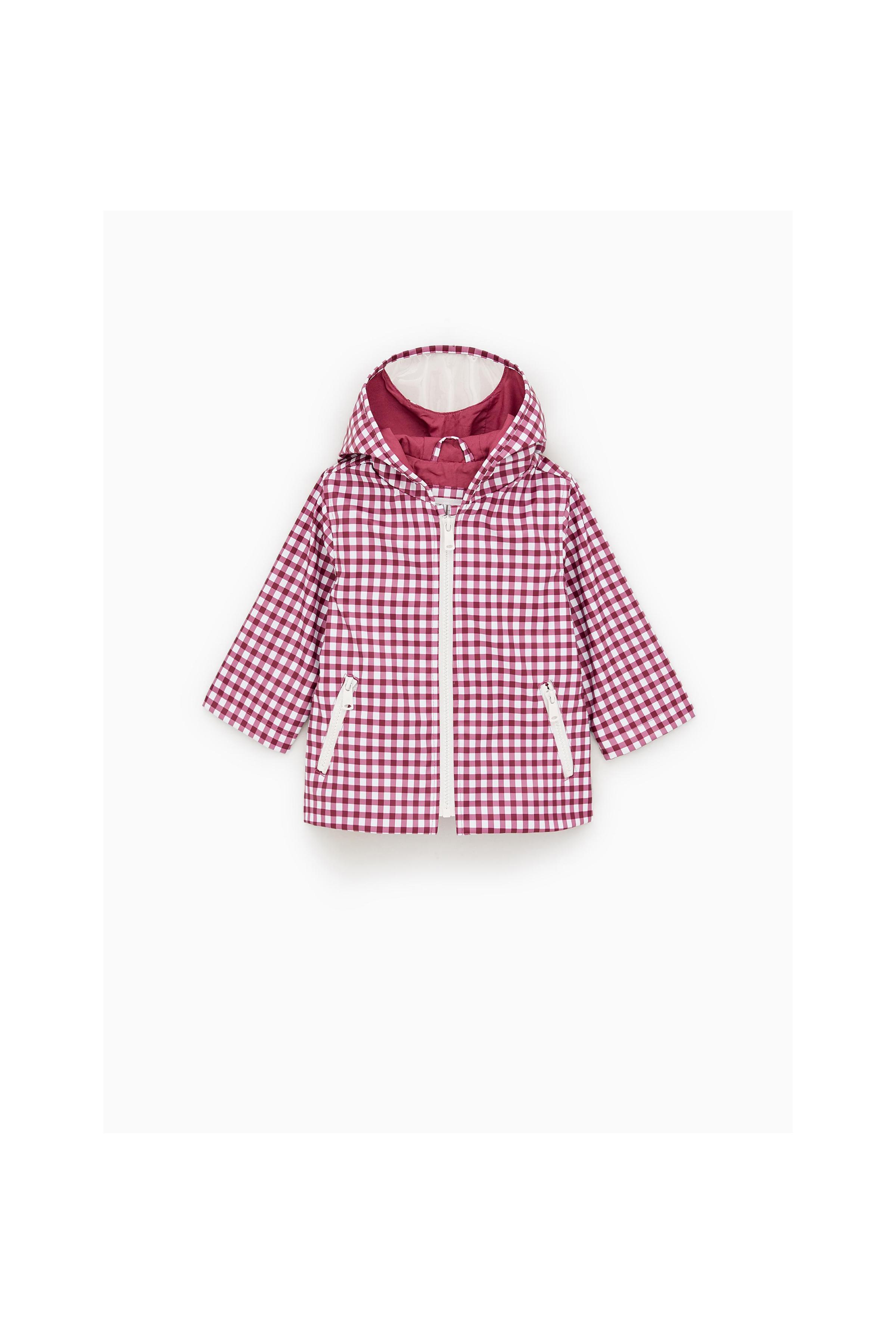 Zara PLAID RUBBERIZED RAINCOAT
