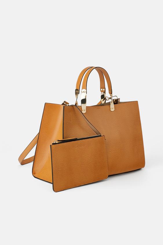 Zara rectangular animal print tote bag Clearance