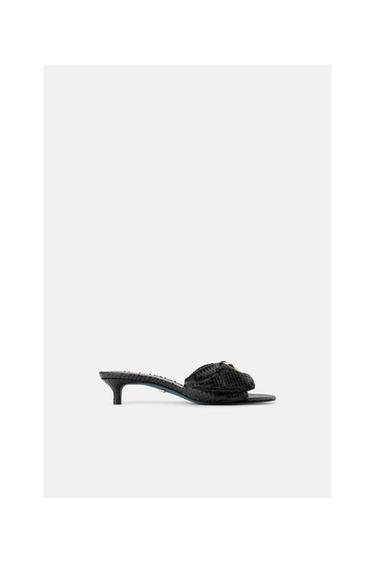 BLUE COLLECTION LEATHER KITTEN HEELED SANDALS