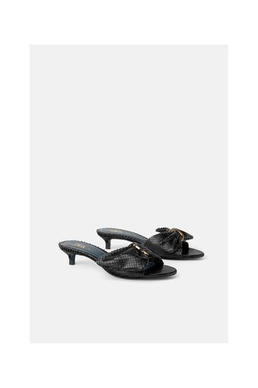 BLUE COLLECTION LEATHER KITTEN HEELED SANDALS
