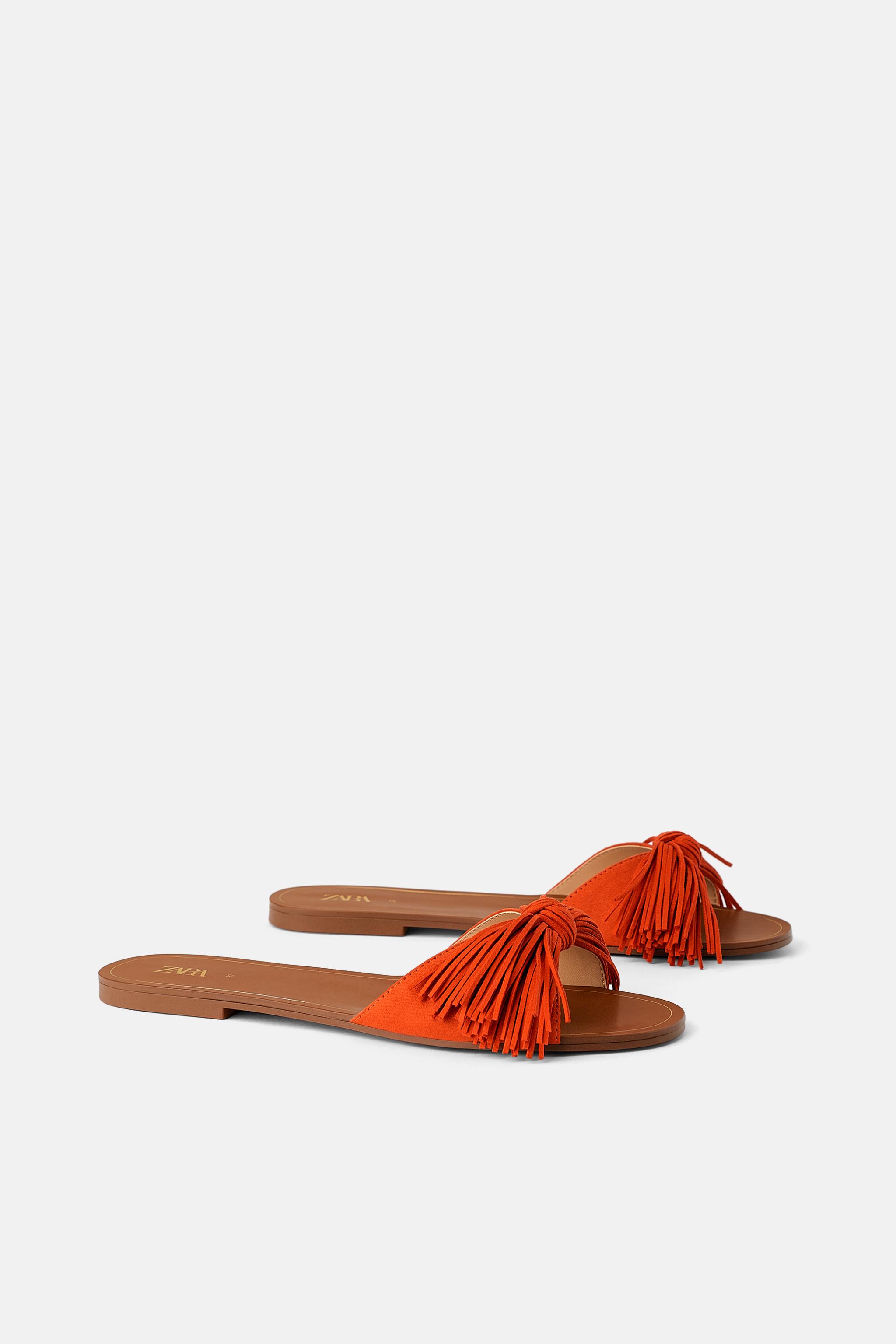 Zara FLAT SANDALS WITH FRINGE