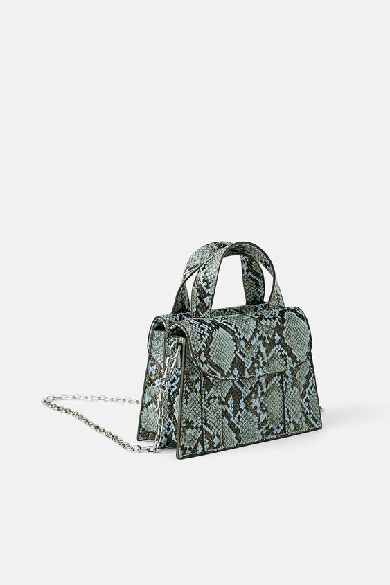 yilan derisi desenli mini canta