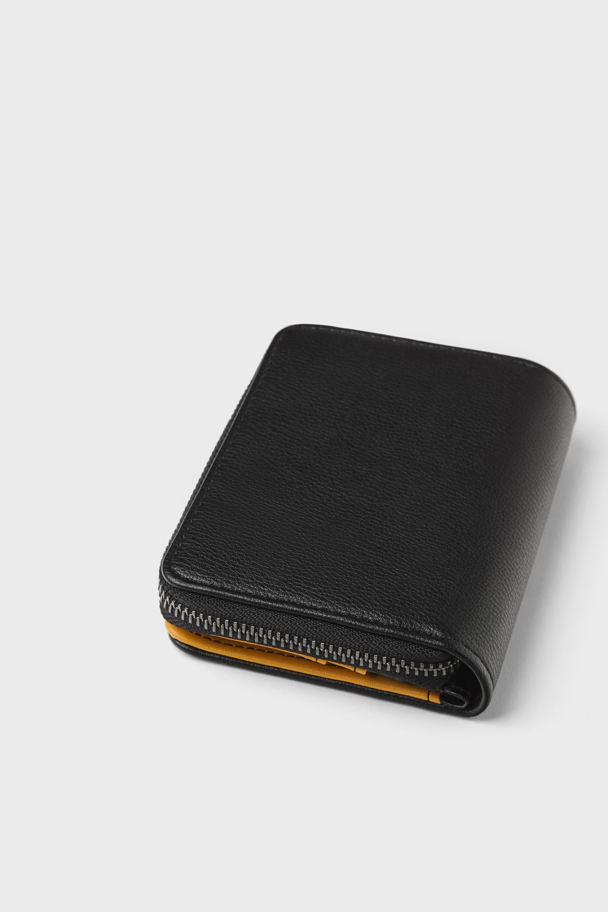 Zara BLACK CARD WALLET WITH ORANGE TRIM