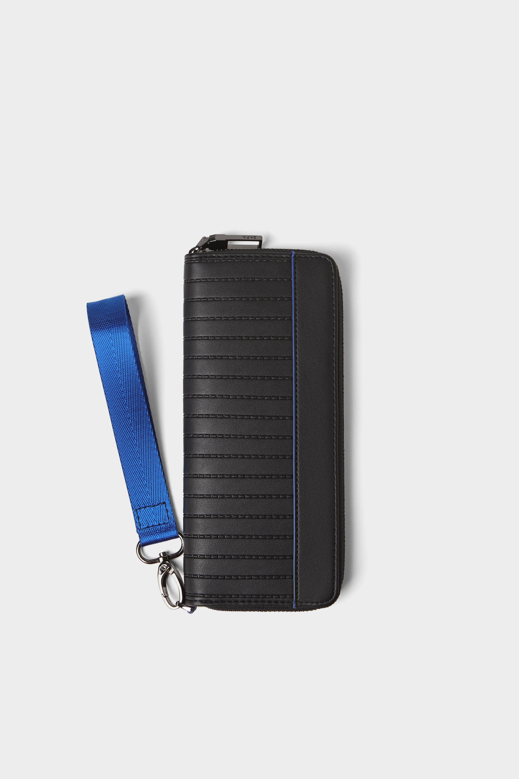 Zara XL BLACK WALLET WITH BLUE TRIM