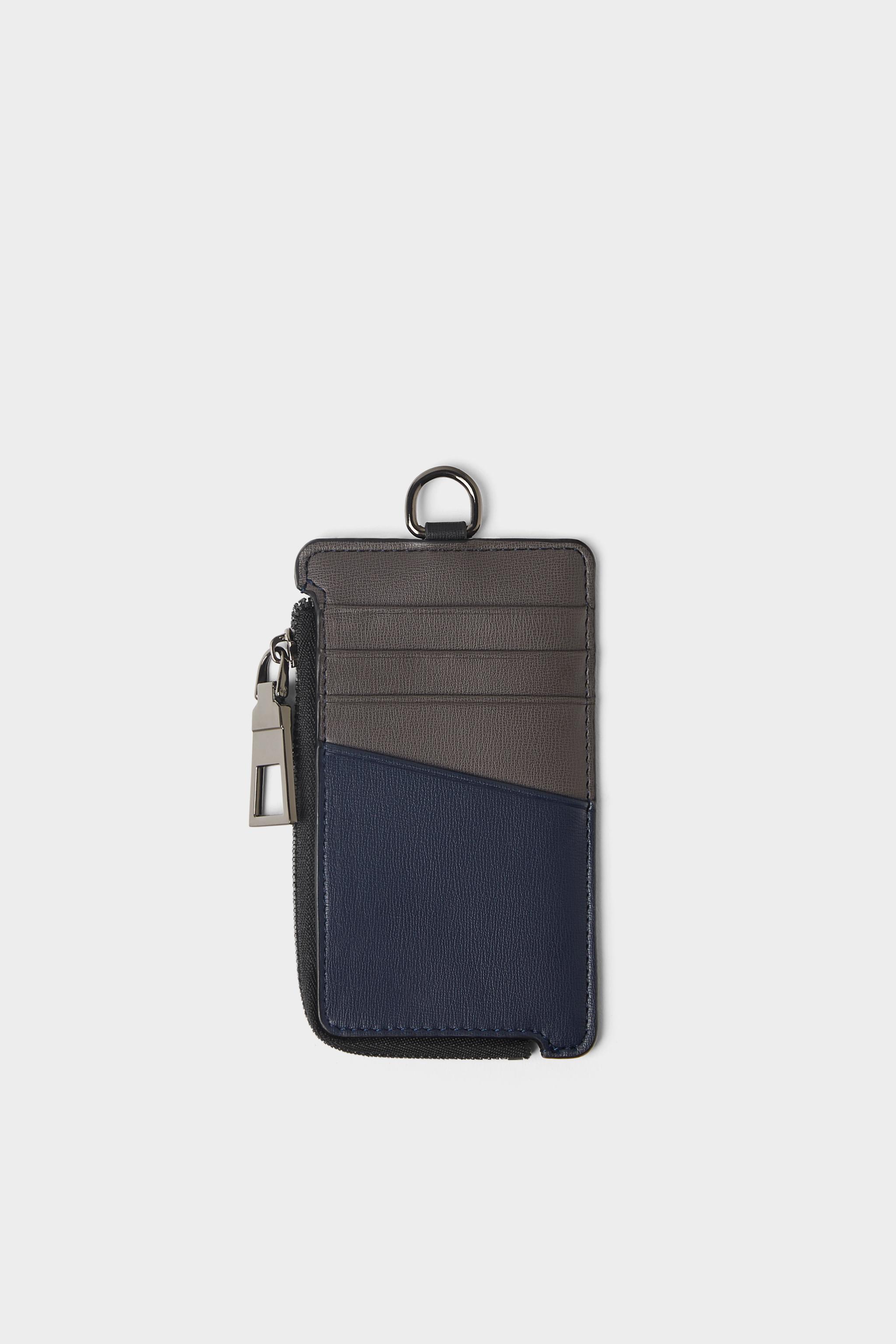 Zara TRI-COLOR ZIPPERED CARD WALLET