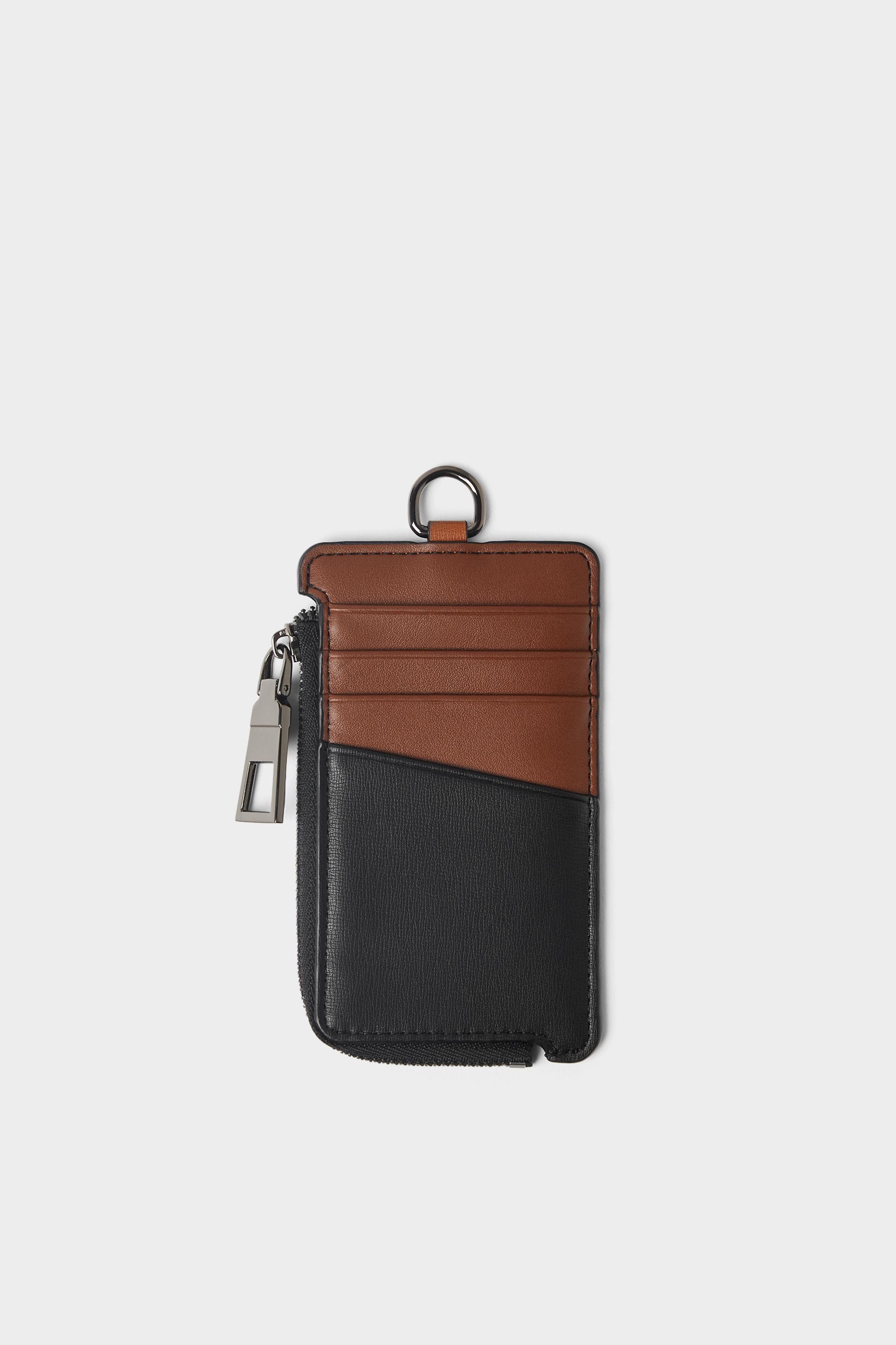Zara TRI-COLOR ZIPPERED CARD WALLET
