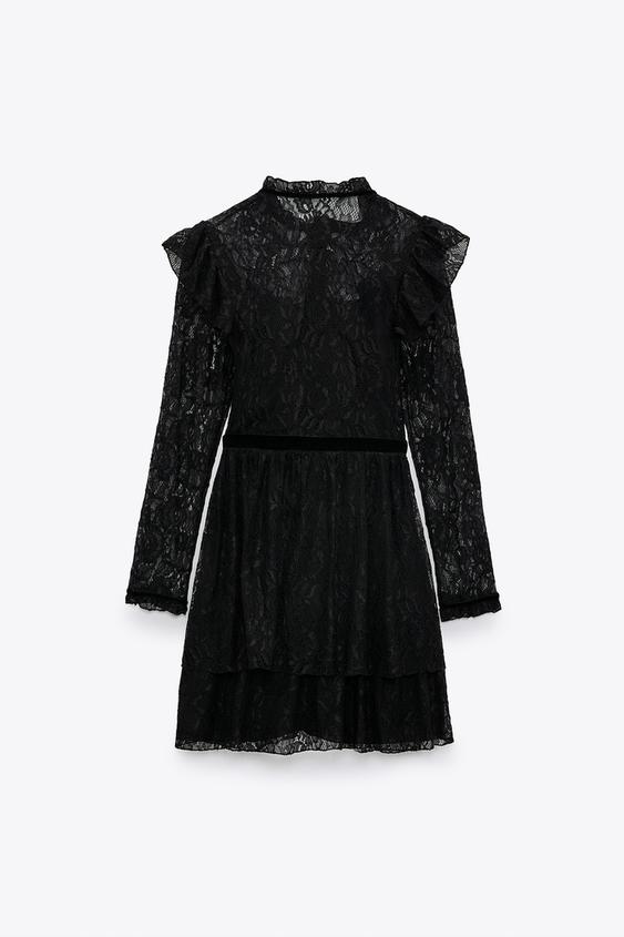 LACE DRESS WITH RHINESTONE BUTTONS | ZARA Netherlands 0387 193 zara