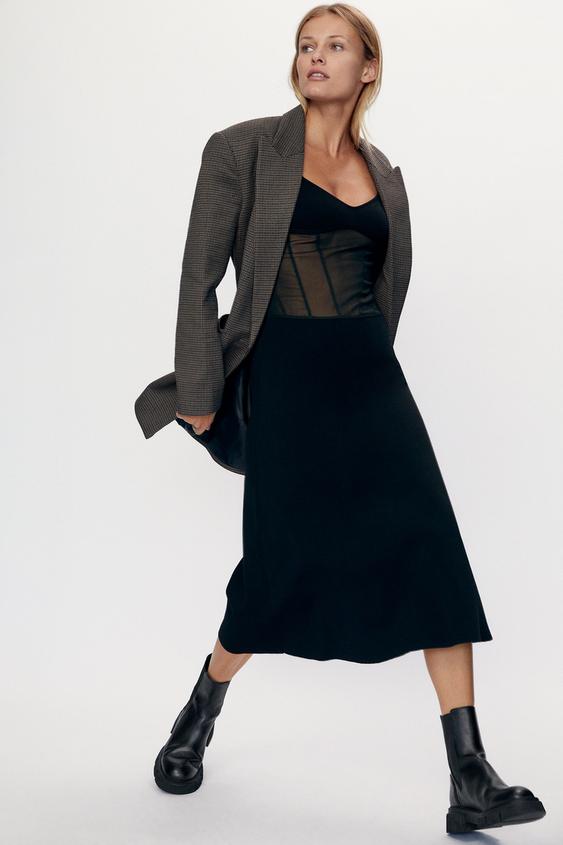Zara COMBINATION KNIT DRESS 75676536800