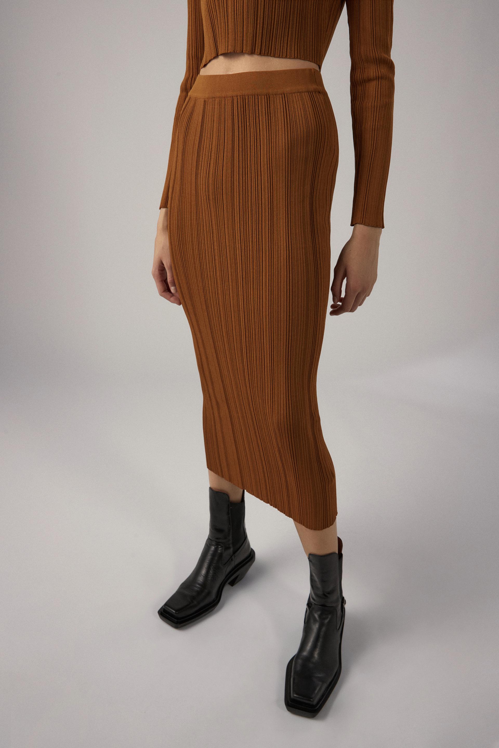 Zara KNIT MIDI SKIRT 63115555700