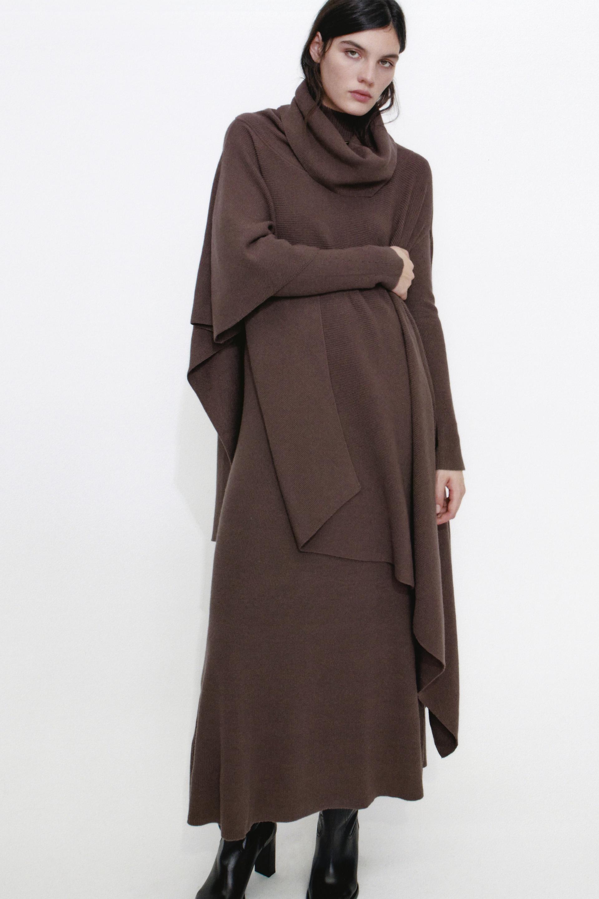 Zara ASYMMETRIC KNIT CAPE 70048837742