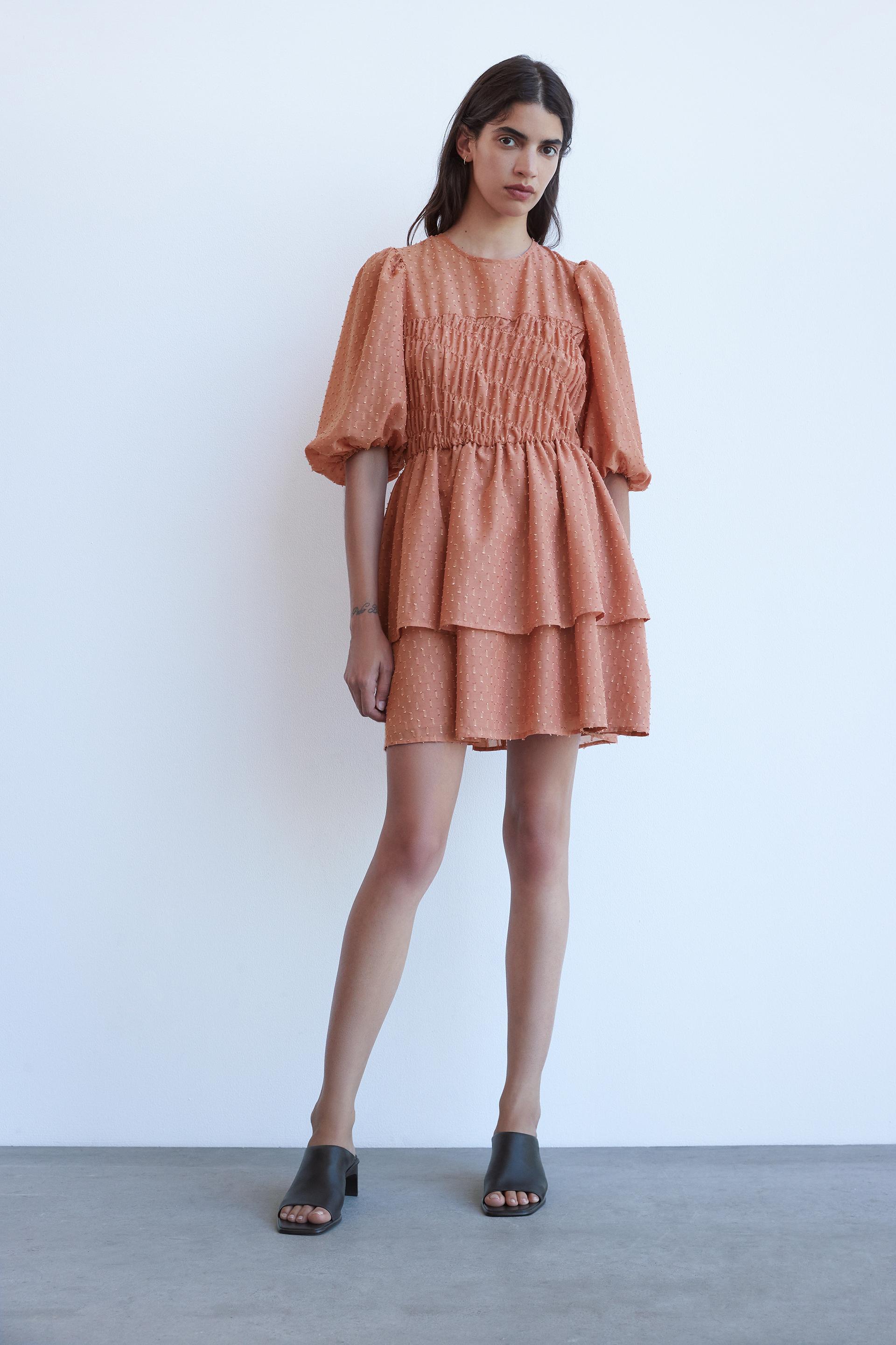 Beige mini dress zara Clearance