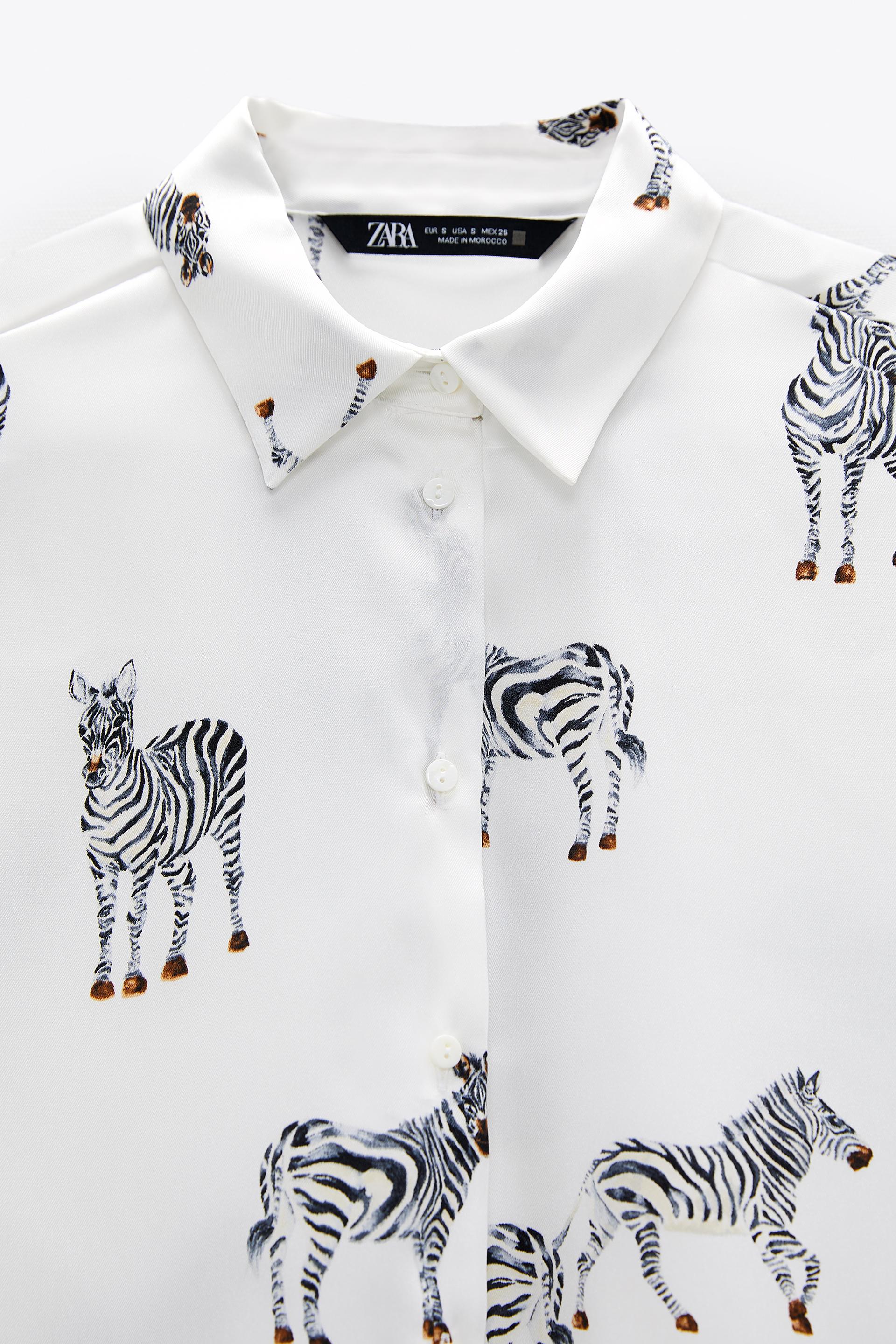 Zara ANIMAL PRINT SATIN SHIRT - 61328953-070-