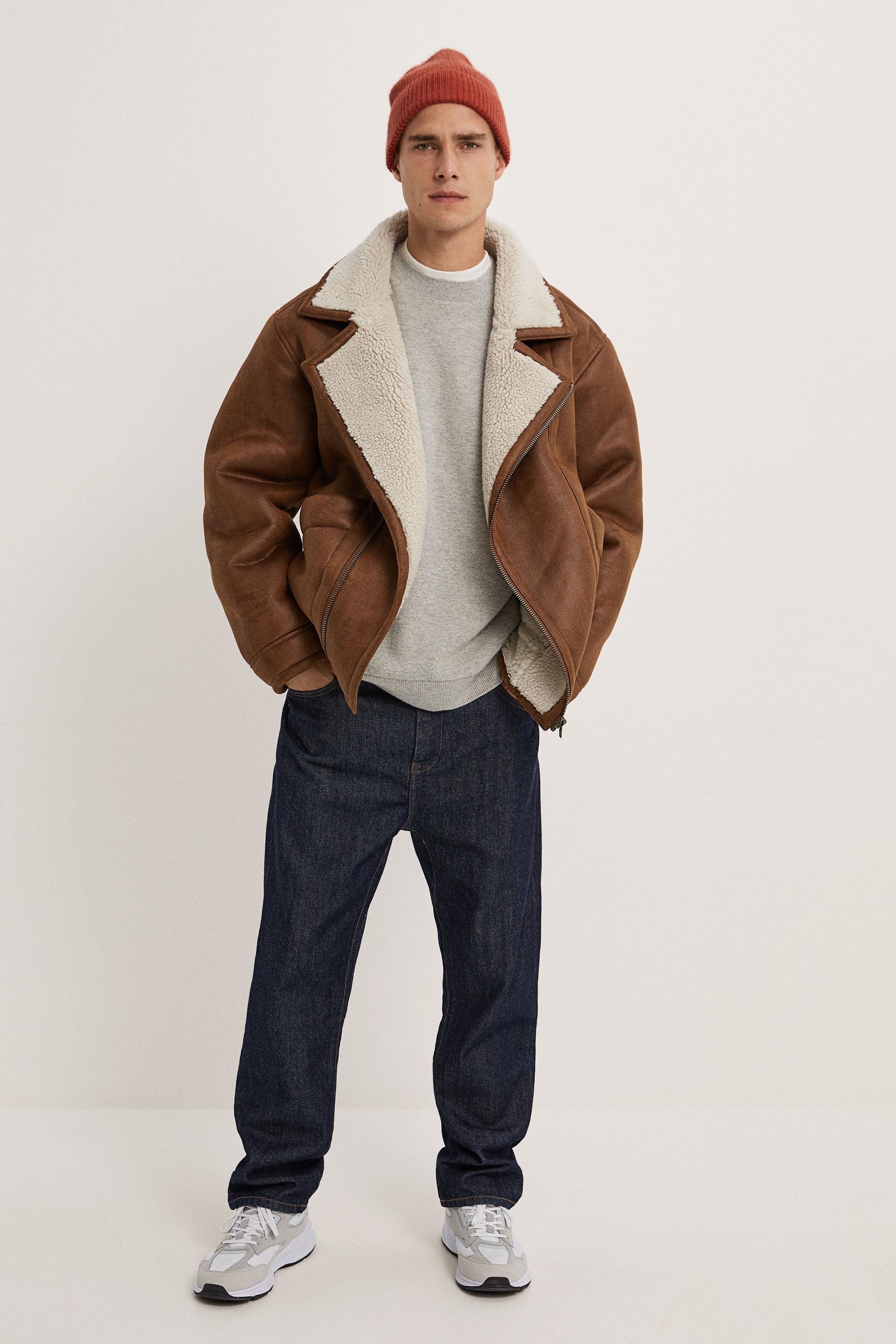 Zara men дубленка мужская короткая