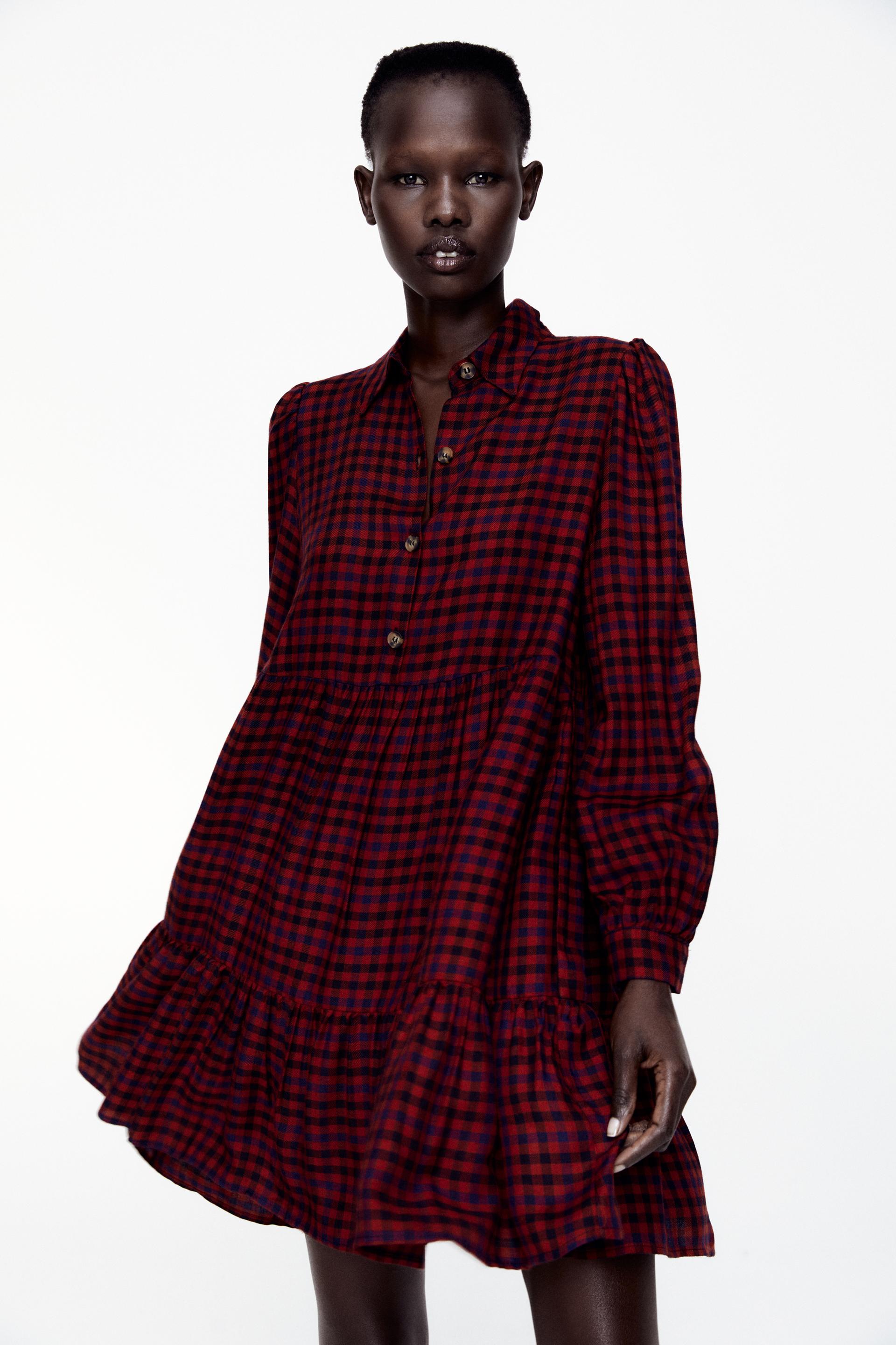 Платье Zara в красную клетку