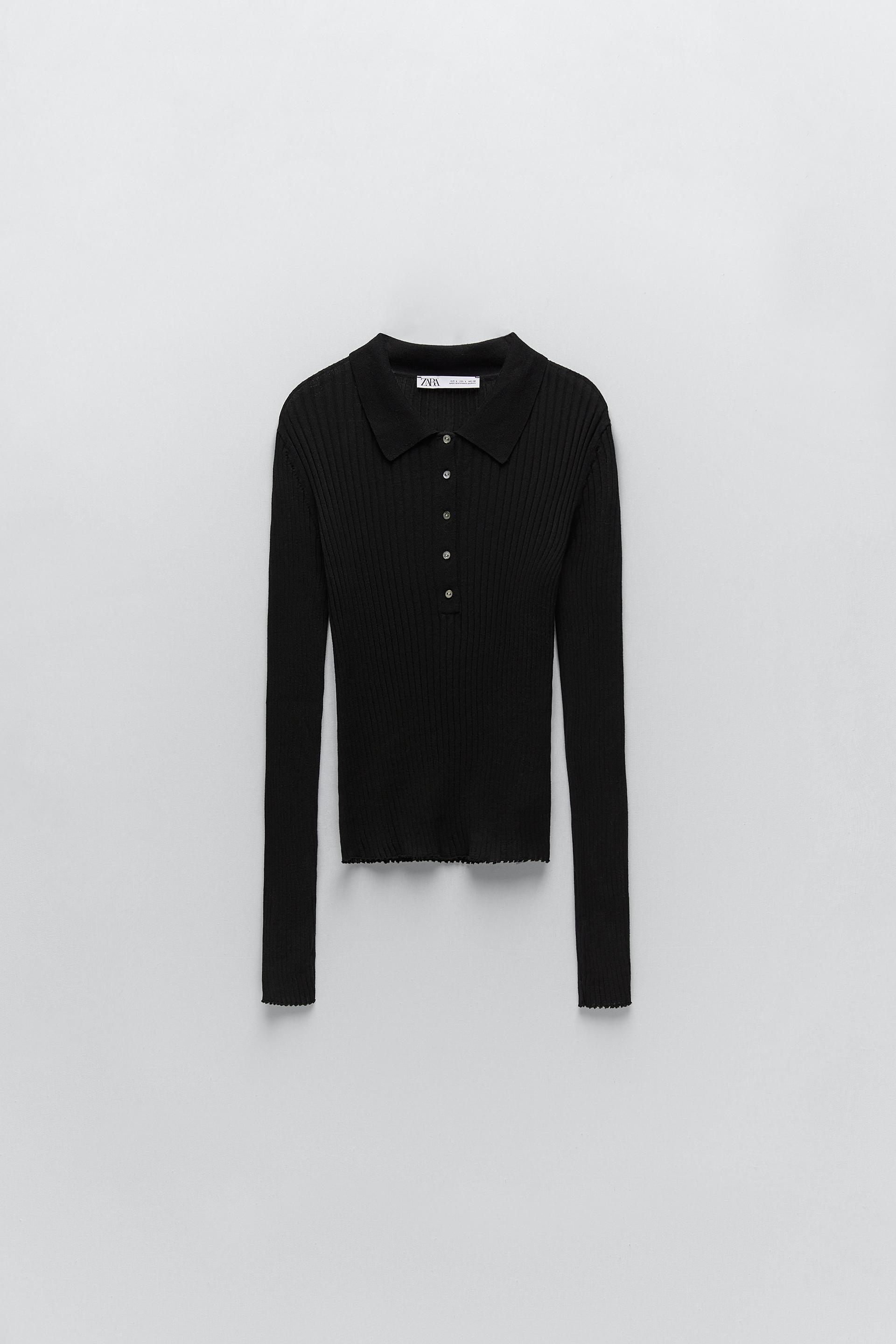 Zara KNIT COTTON POLO SHIRT 54809736800