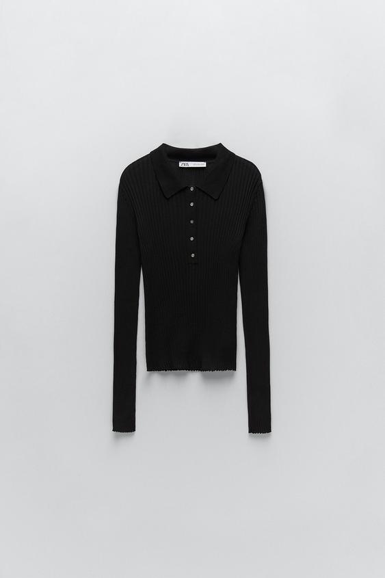 Zara KNIT COTTON POLO SHIRT 54809736800