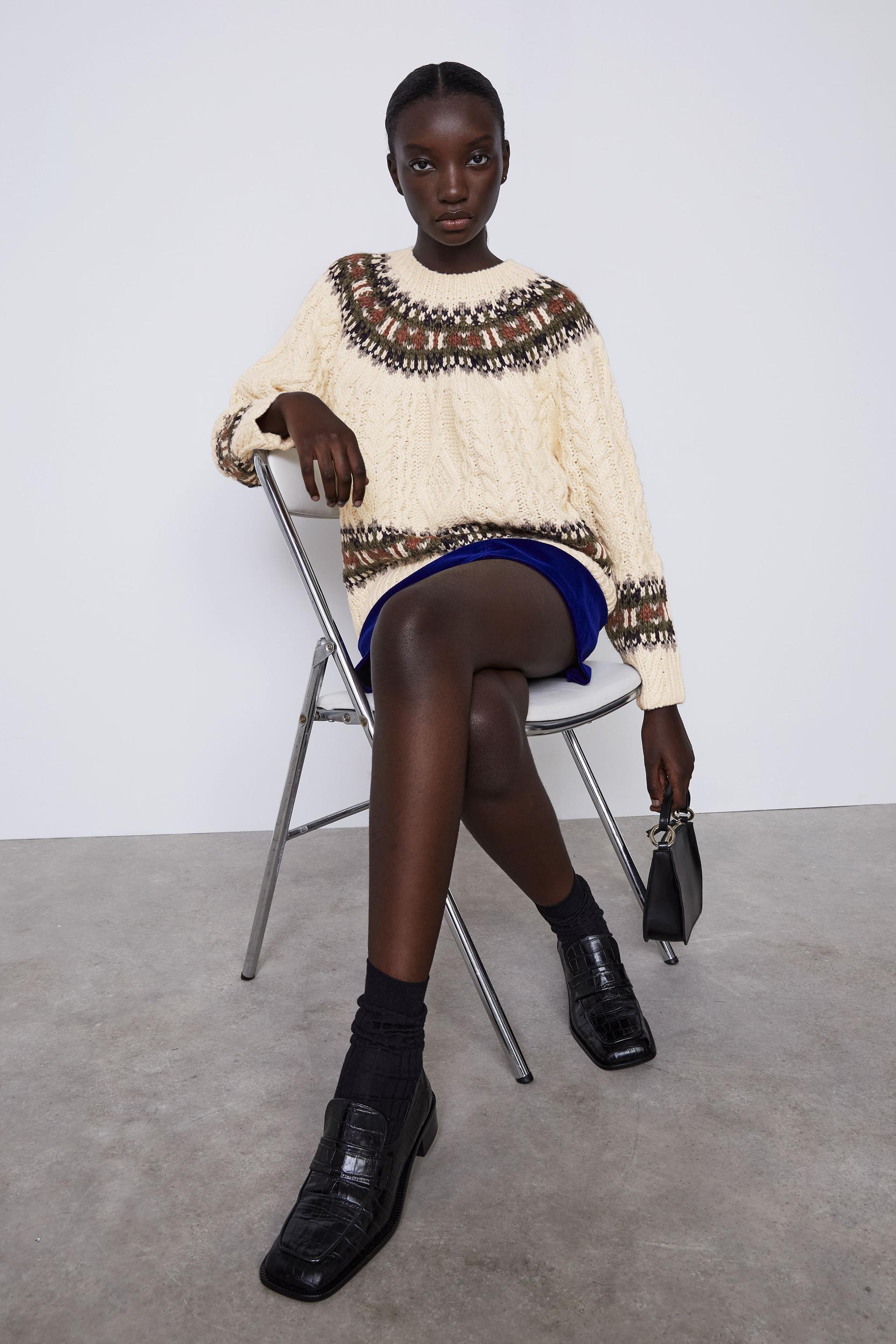 Zara JACQUARD KNIT SWEATER 80302618050