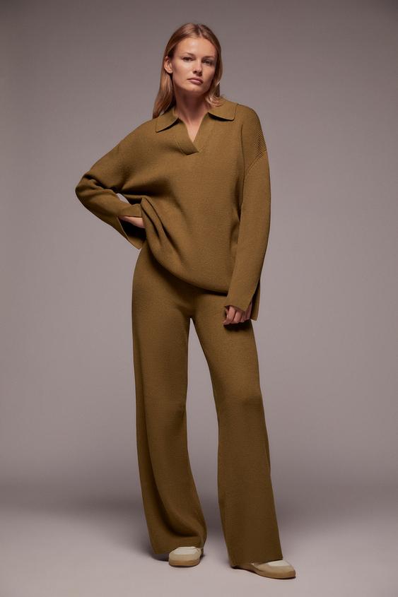 Zara LONG KNIT PANTS 58496134703