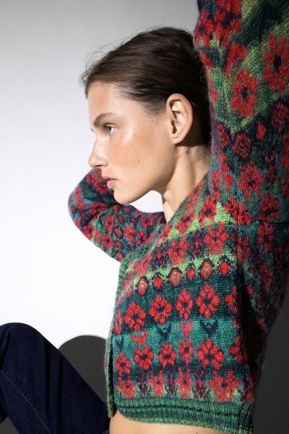 JACQUARD KNIT CARDIGAN ZARA International