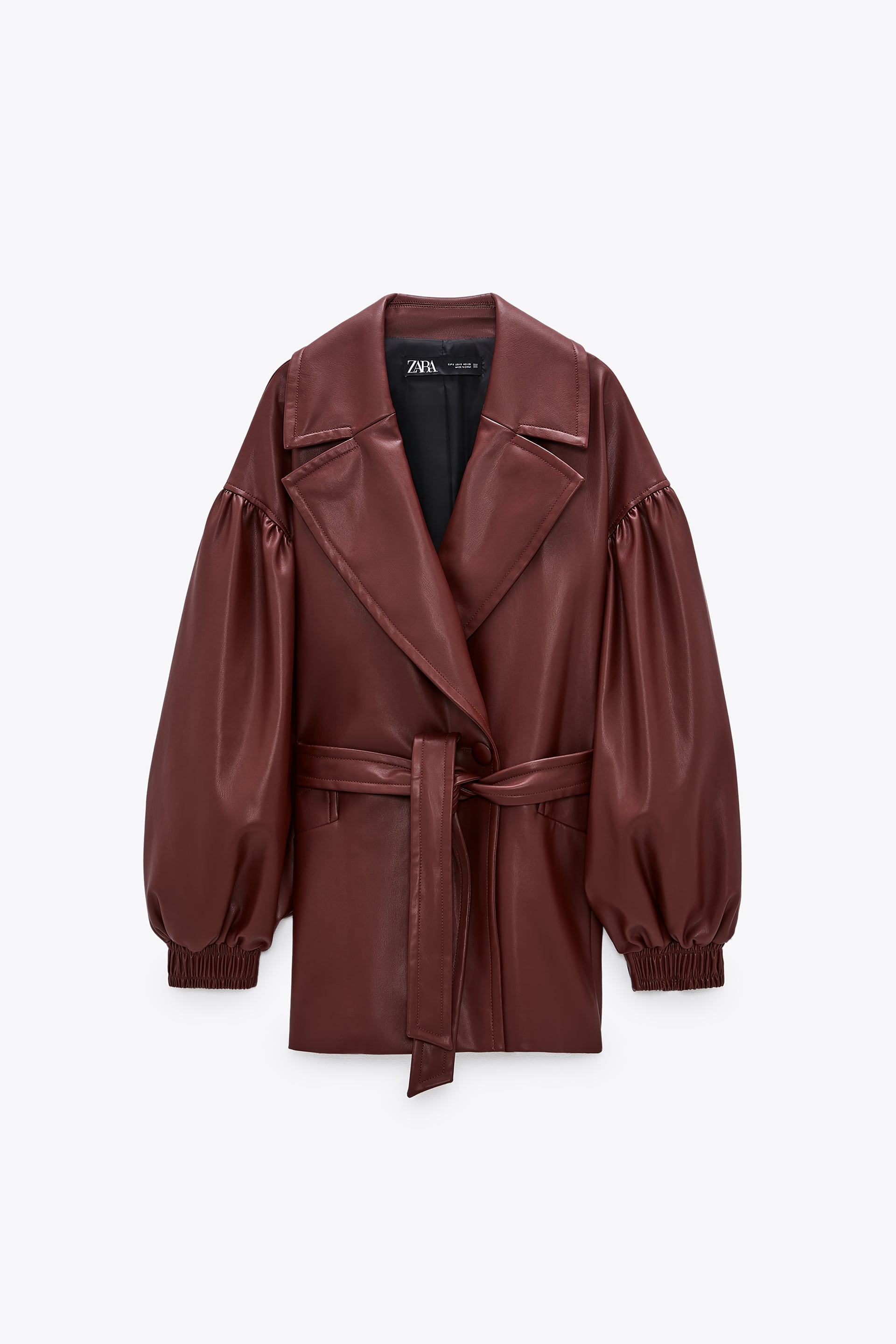 Veste En Cuir Verte Zara Zara VESTE EN CUIR SYNTHÉTIQUE AVEC CEINTURE - 61868119-605-