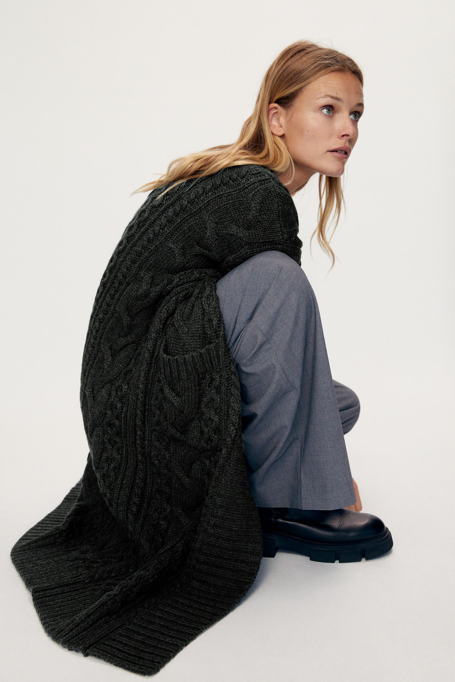 Zara CABLE KNIT COAT 53580473922