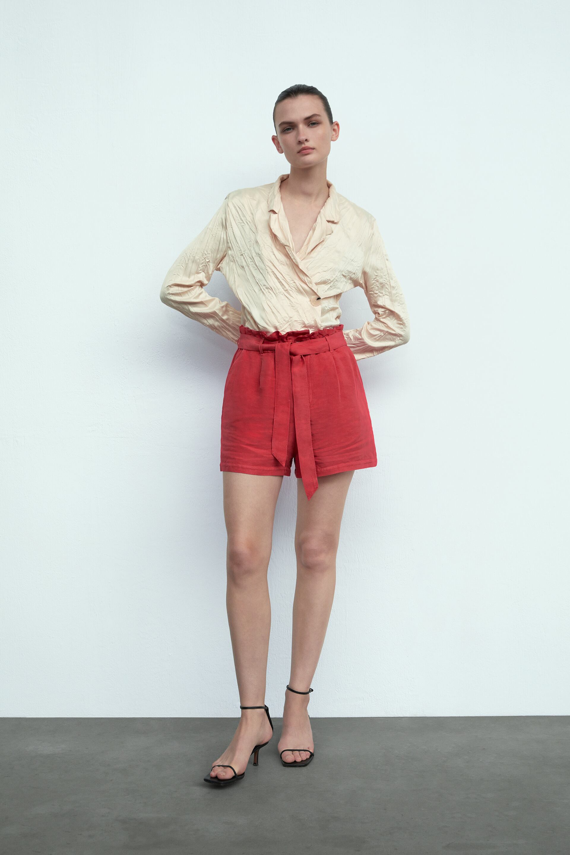 Zara BELTED BAGGY SHORTS - 64017442-679-