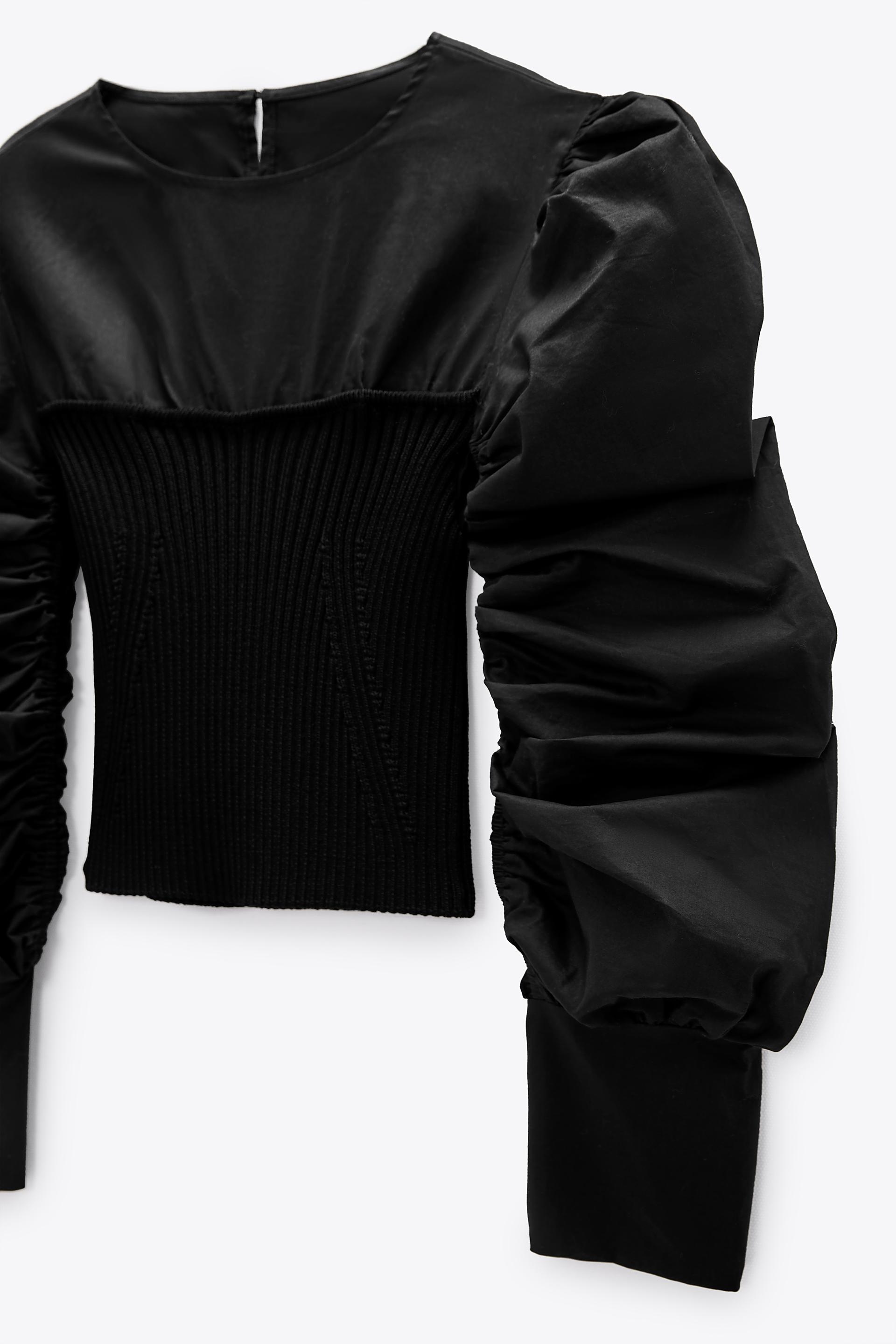 Zara KNIT TOP WITH OVERSIZE BALLOON SLEEVES 51041817800