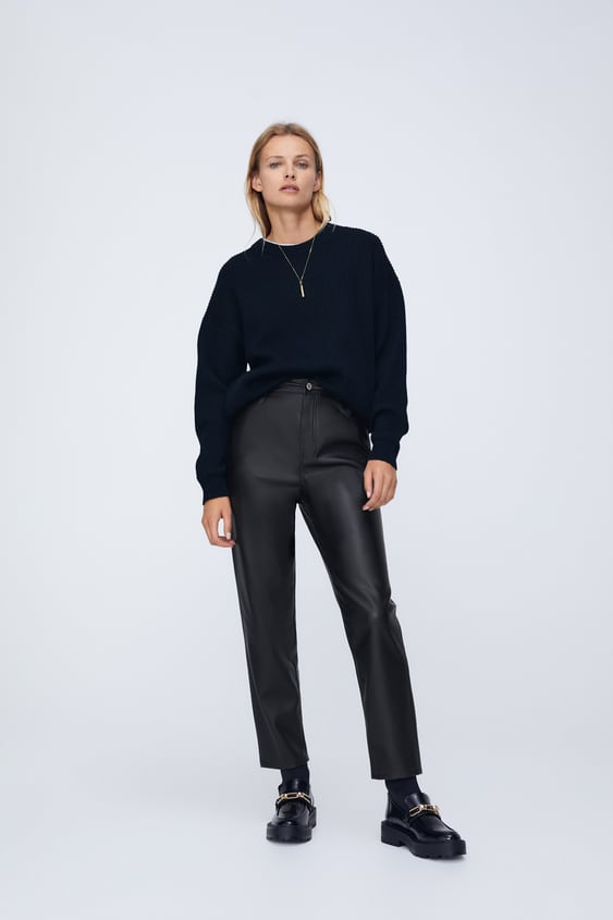 Zara FAUX LEATHER MOM FIT PANTS - 57699661-800-