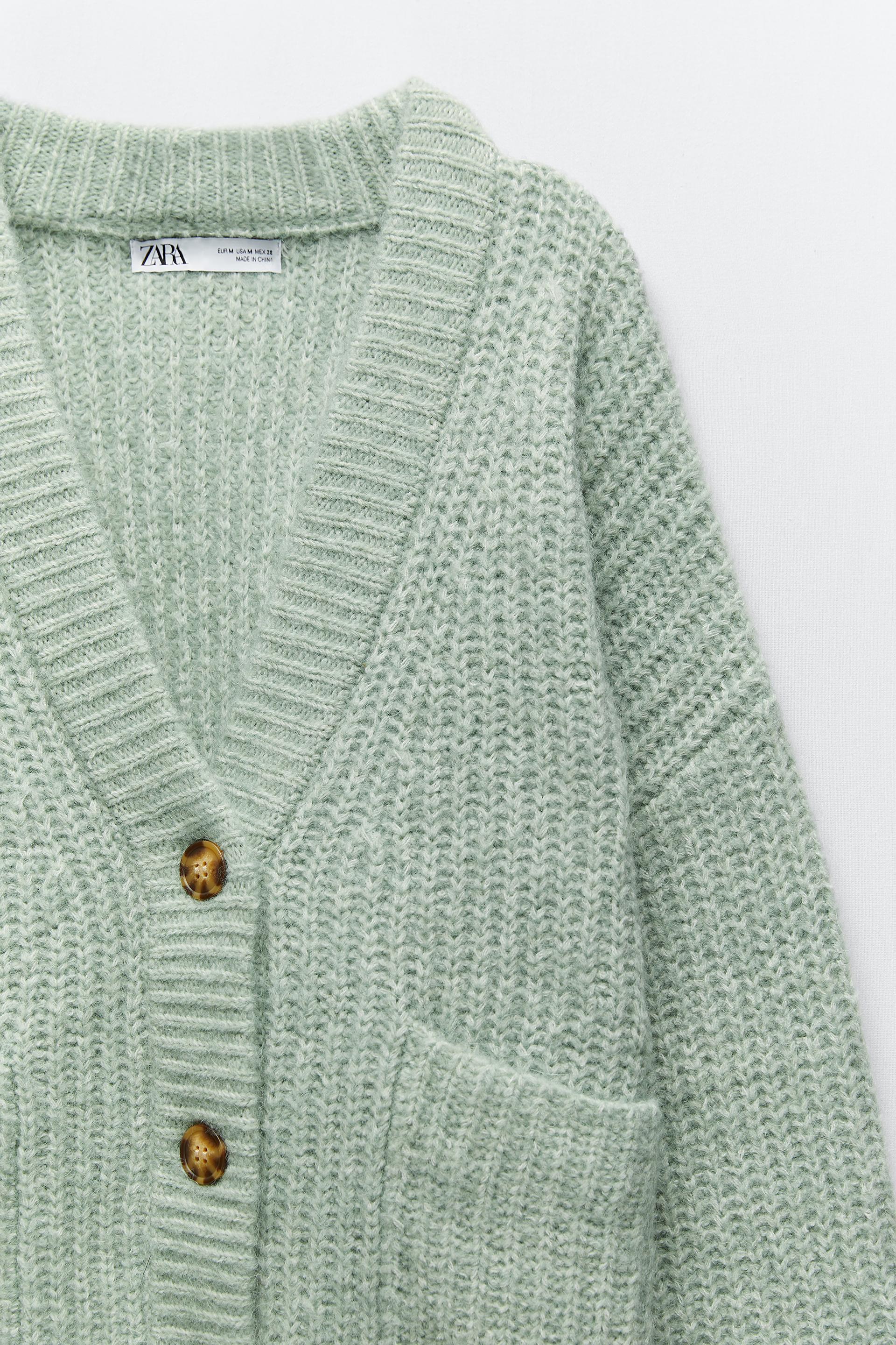 Zara KNIT CARDIGAN WITH PATCH POCKETS TRF 82075421500