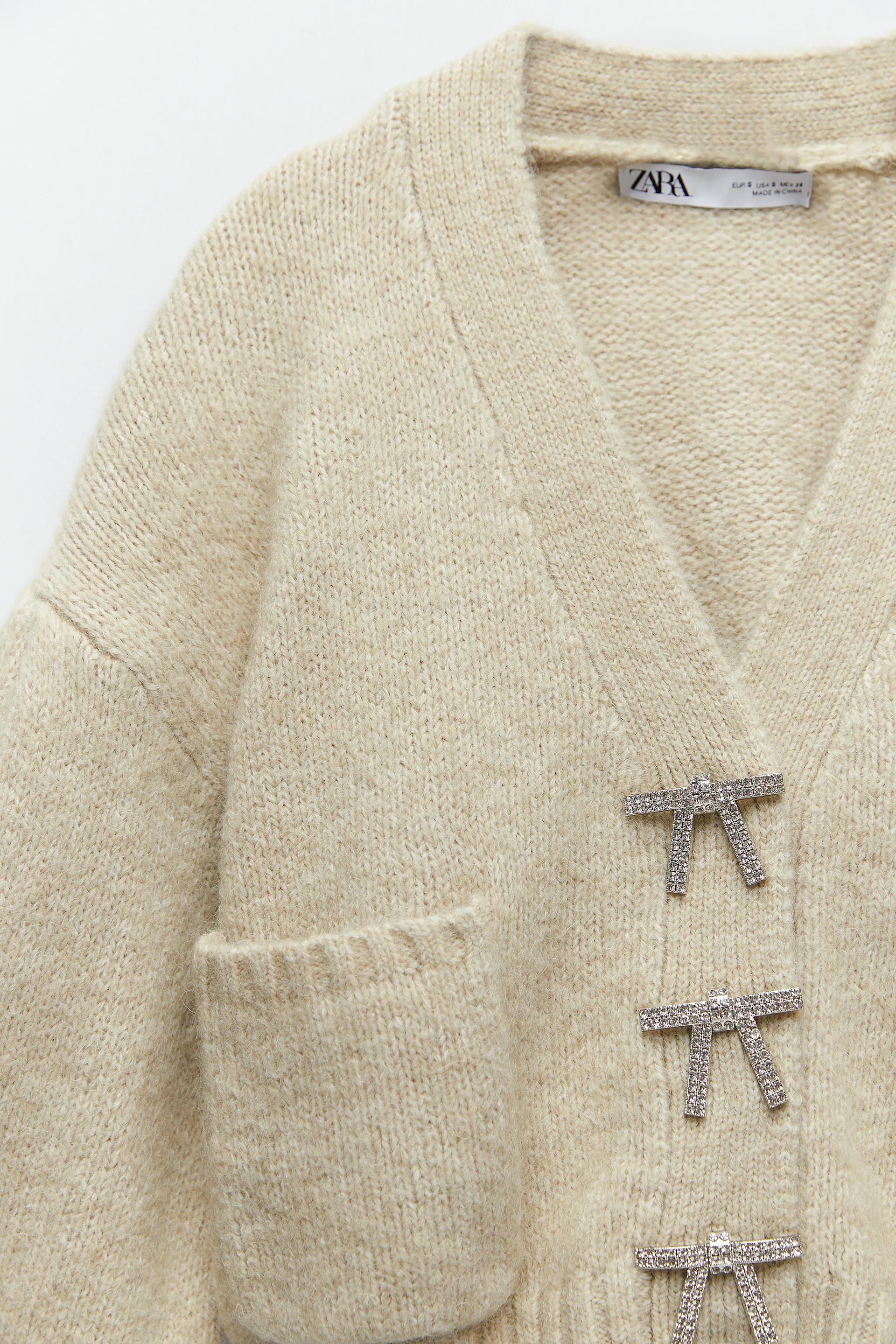 Zara KNIT CARDIGAN WITH RHINESTONE BUTTONS 56681317526