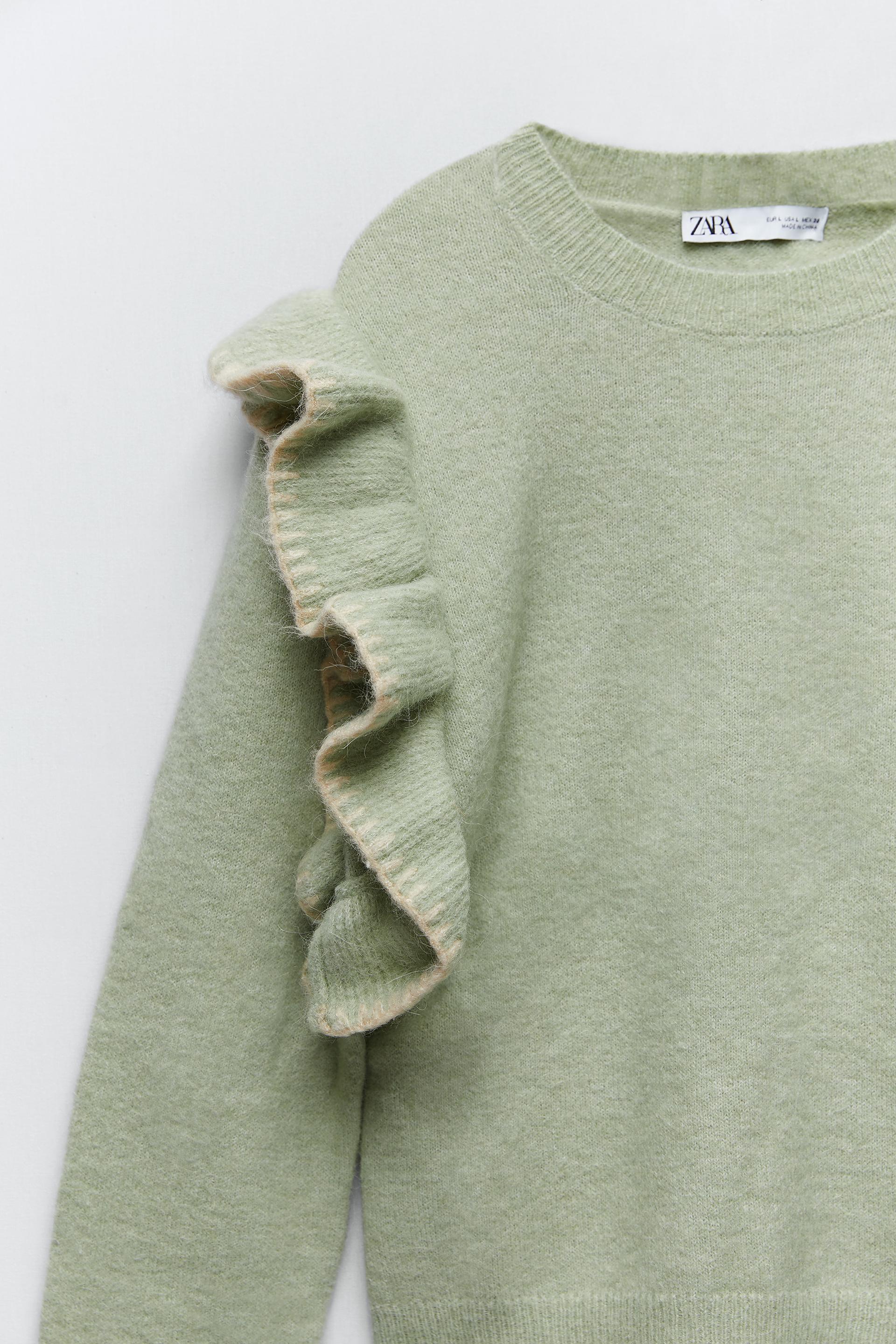 Zara RUFFLED KNIT SWEATER 55593358526