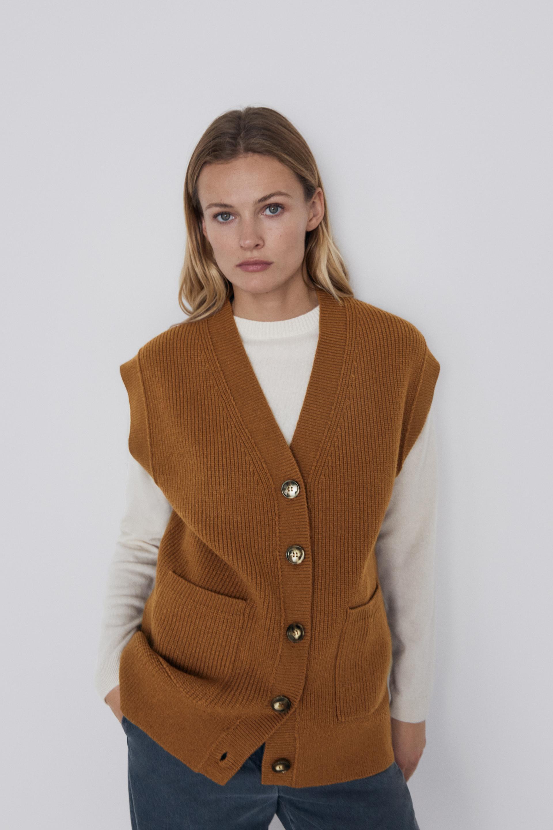 Zara KNIT VEST WITH POCKETS 83341137700