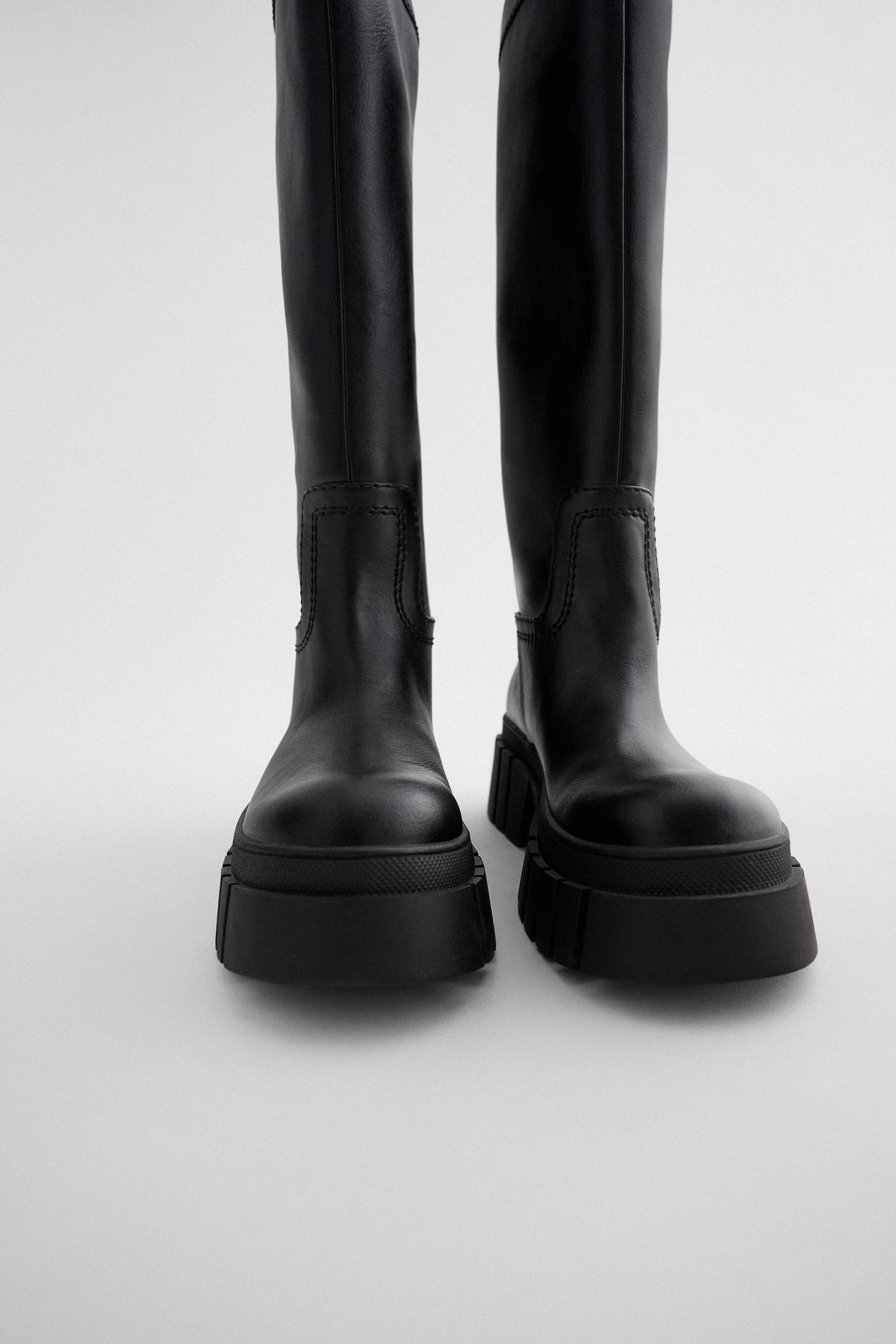 knee high boots with track soles