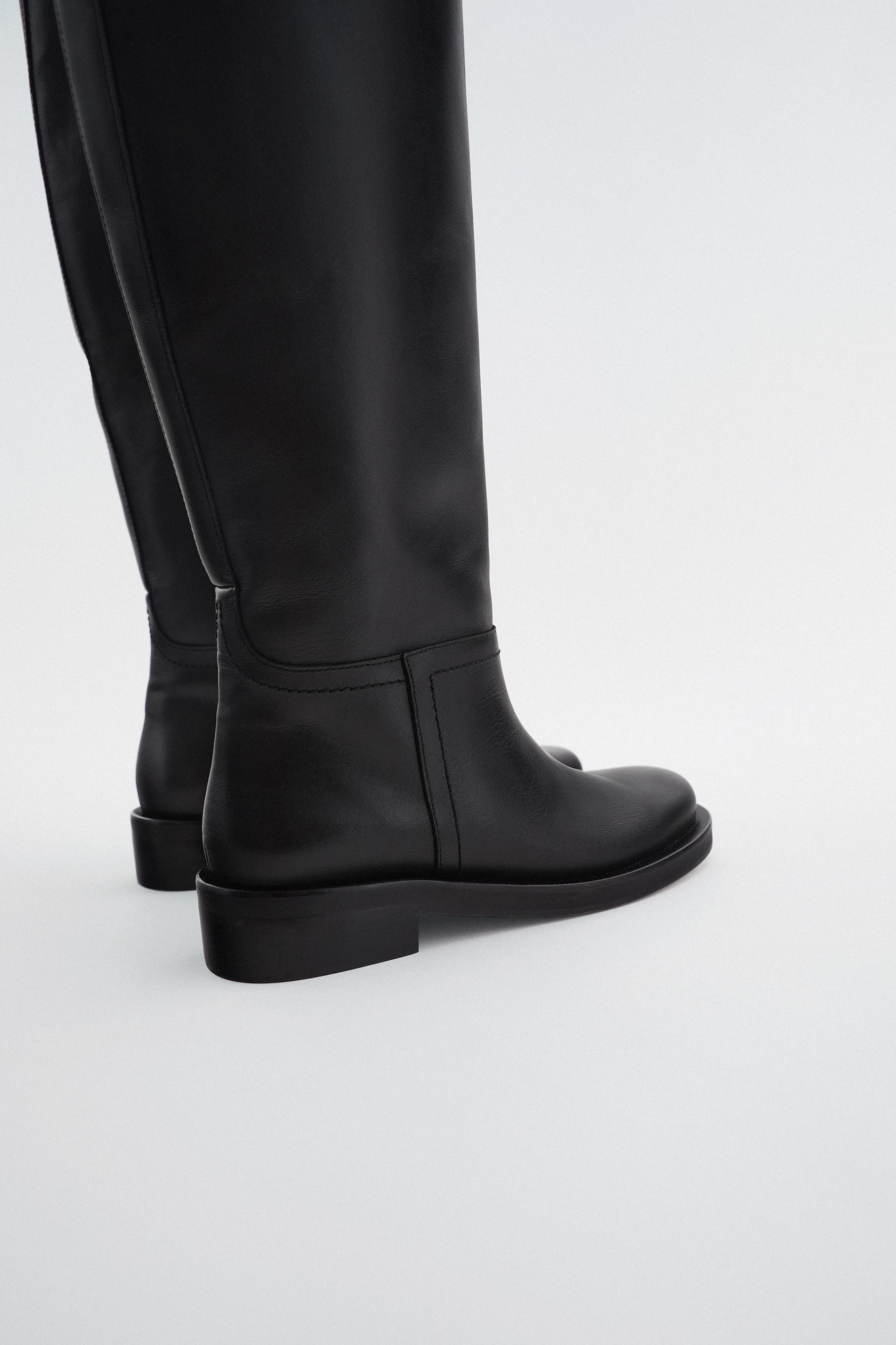 Zara CUISSARDES EN CUIR - 86349899-040- cuissarde cuir zara