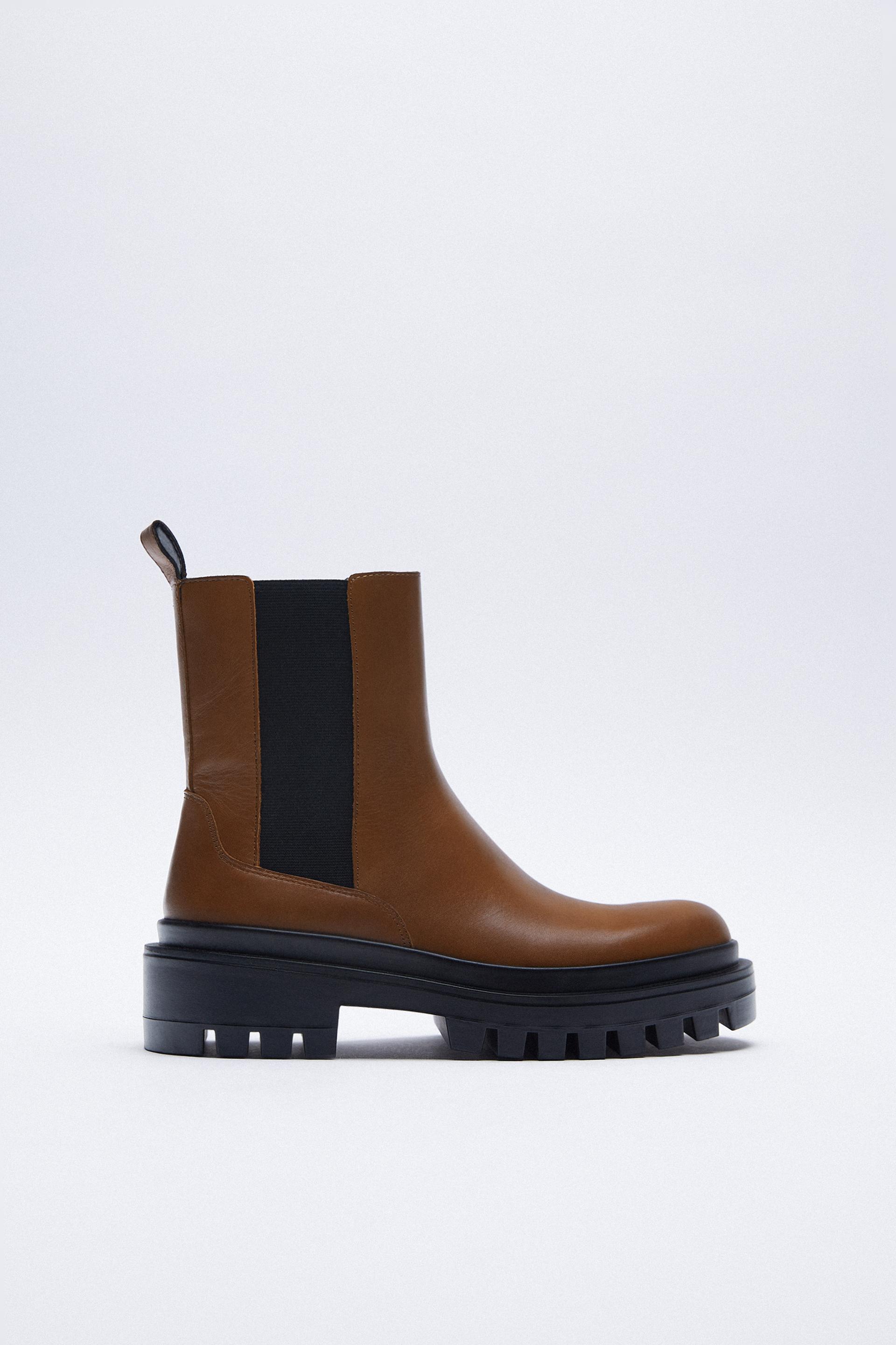 zara flat boots with track soles