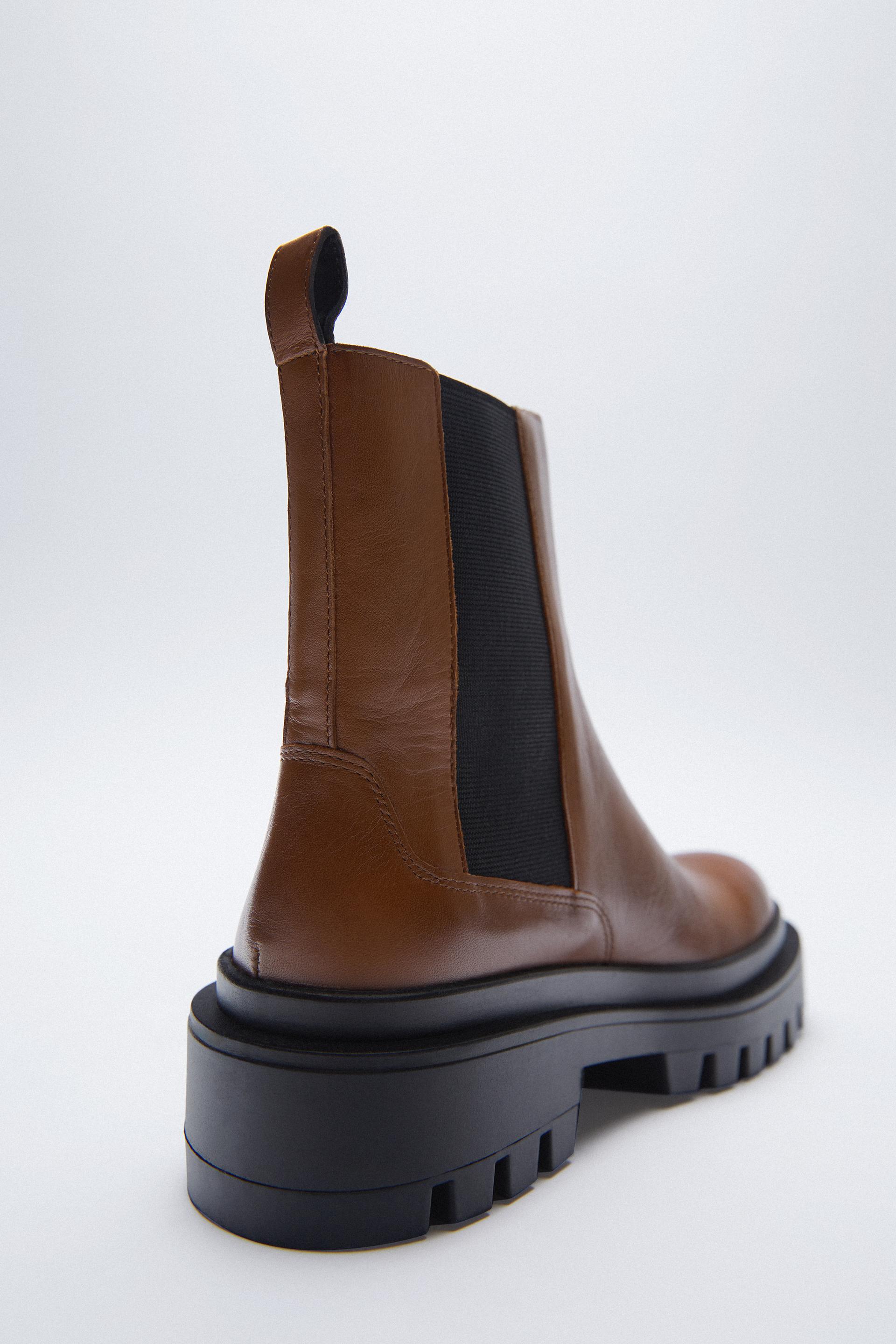 zara flat boots with track soles