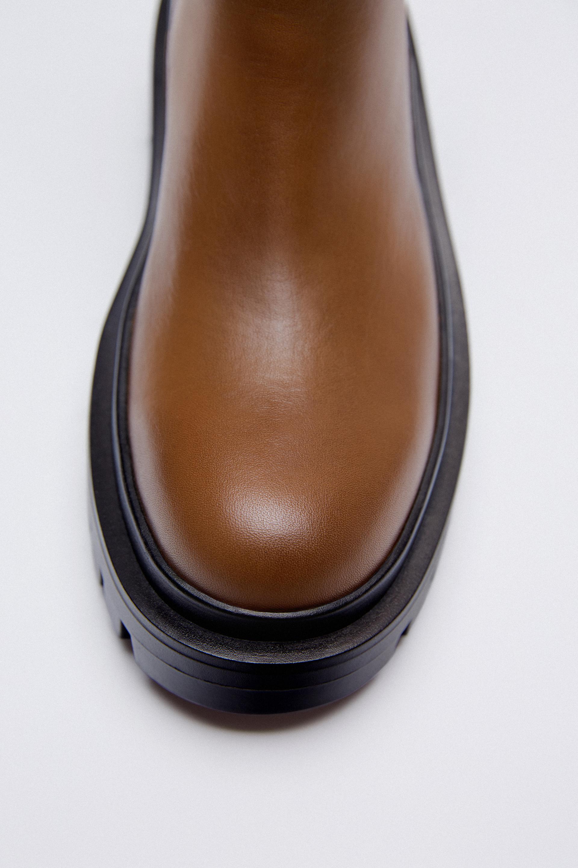 zara flat boots with track soles