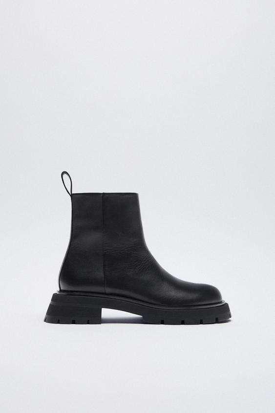 zara flat boots with track soles