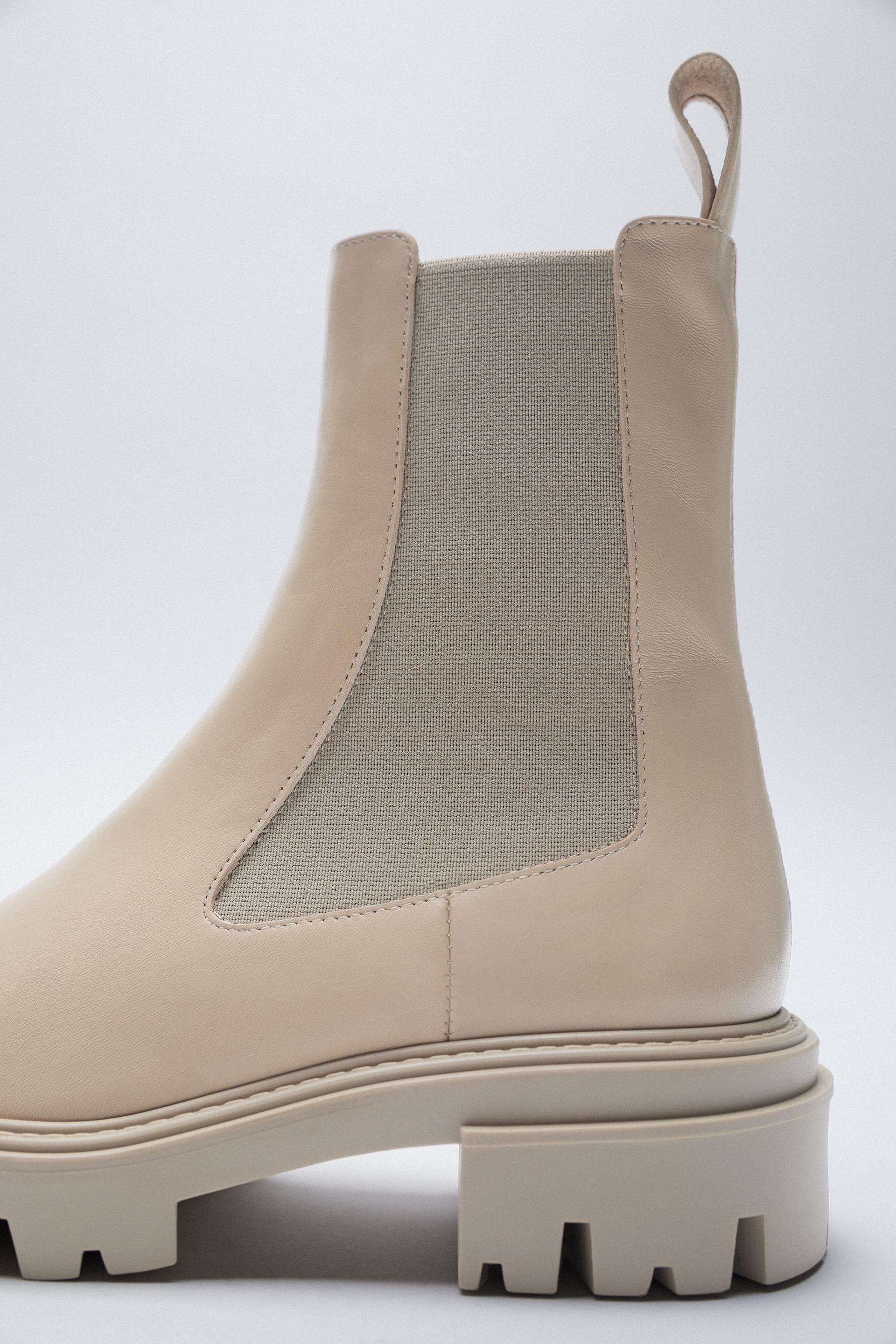 zara flat boots with track soles