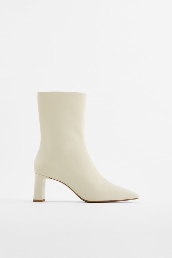 Zara SOFT LEATHER HIGH-HEEL ANKLE BOOTS - 83340938-002-