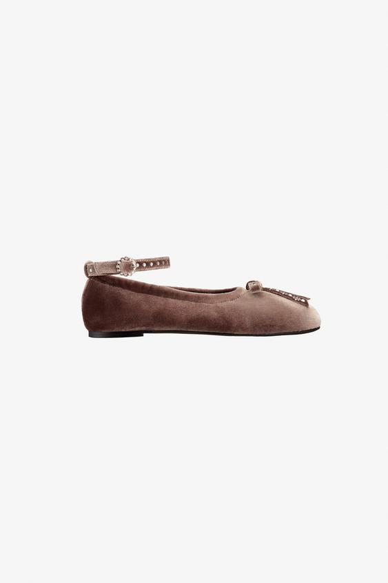 zara velvet ballet flats