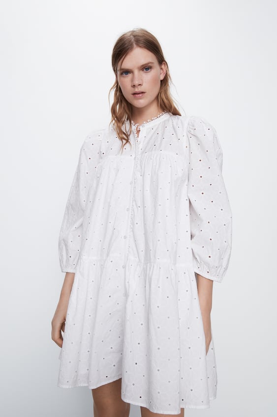 Zara EMBROIDERED EYELET DRESS - 00881115-V2020